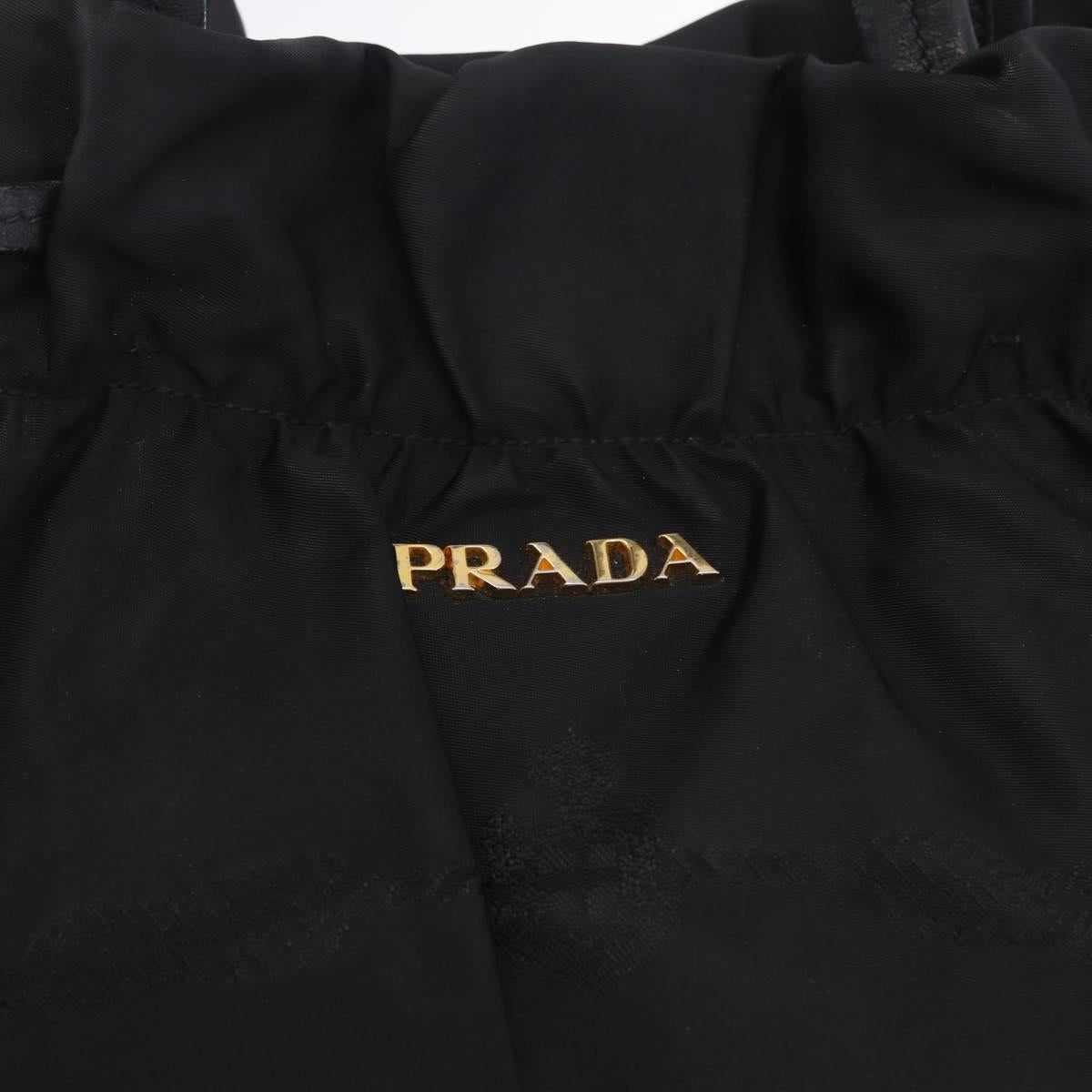 PRADA Tote Bag Nylon Black Gold Auth 206537