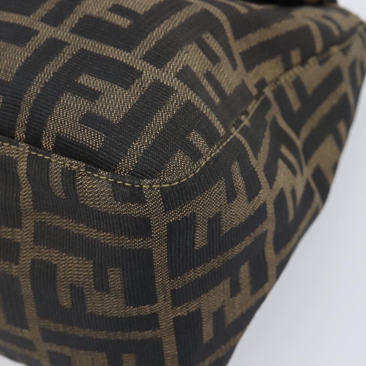 FENDI Zucca Canvas Hand Bag Black Brown Auth 206541A