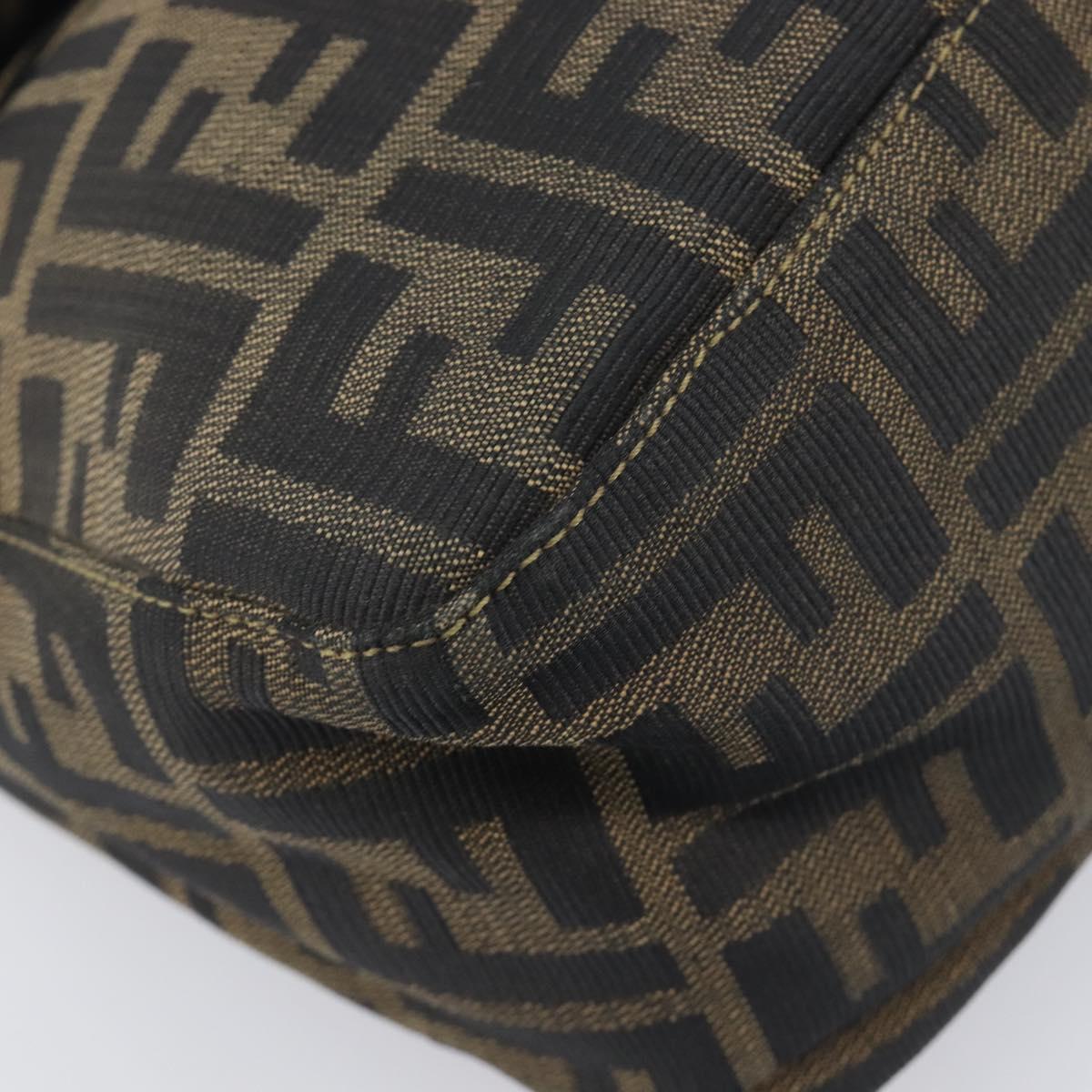 FENDI Zucca Canvas Hand Bag Black Brown Auth 206541A