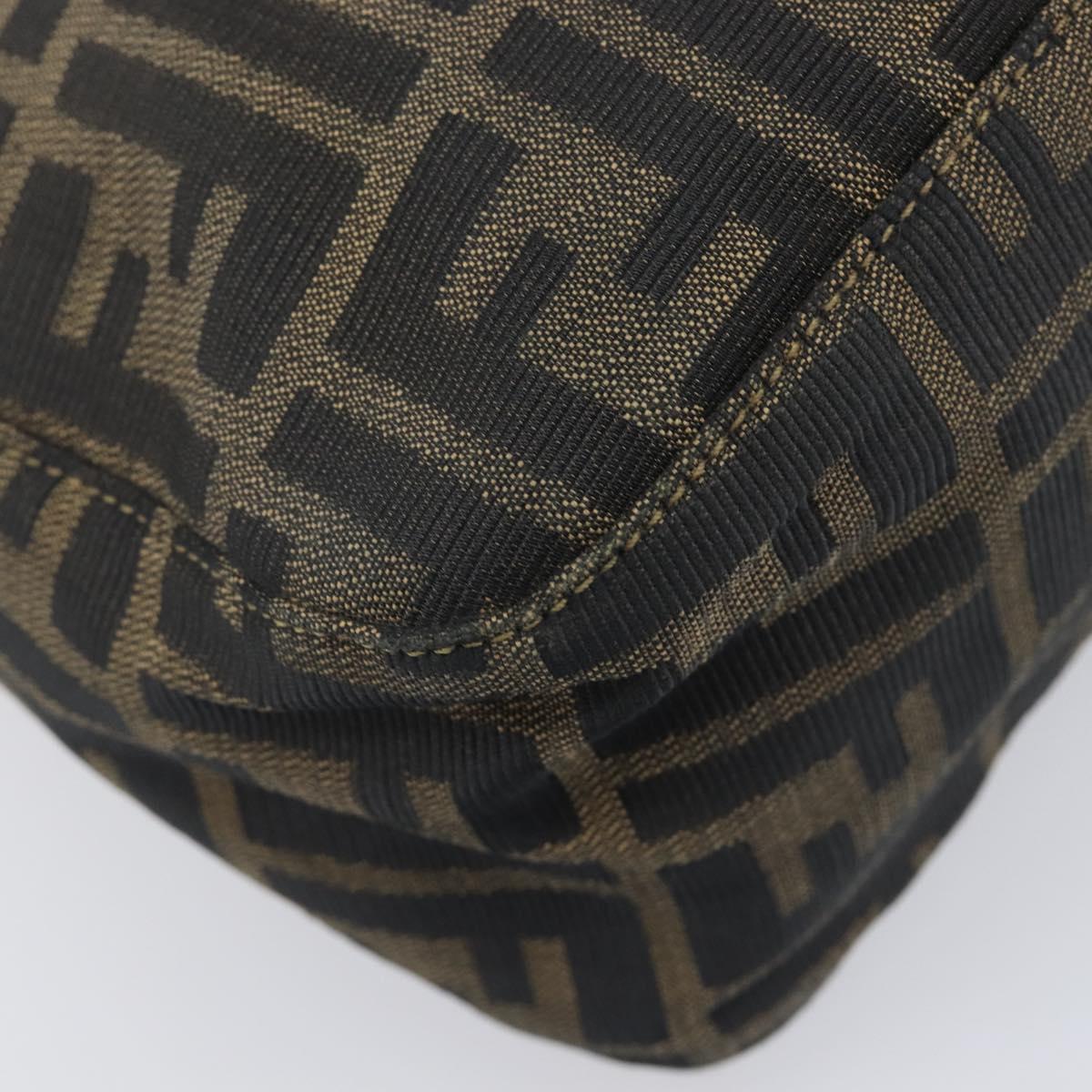 FENDI Zucca Canvas Hand Bag Black Brown Auth 206541A