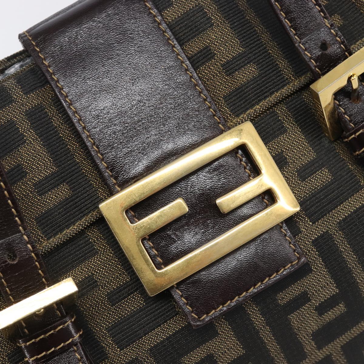 FENDI Zucca Canvas Hand Bag Black Brown Auth 206541A
