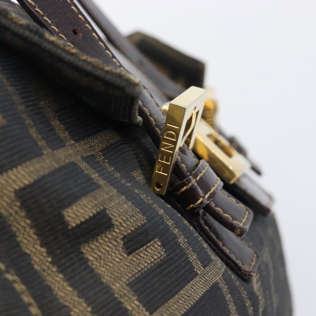 FENDI Zucca Canvas Hand Bag Black Brown Auth 206541A