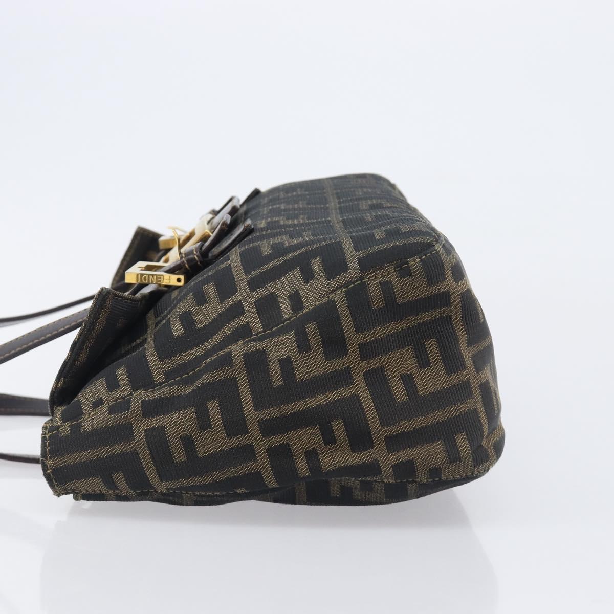 FENDI Zucca Canvas Hand Bag Black Brown Auth 206541A