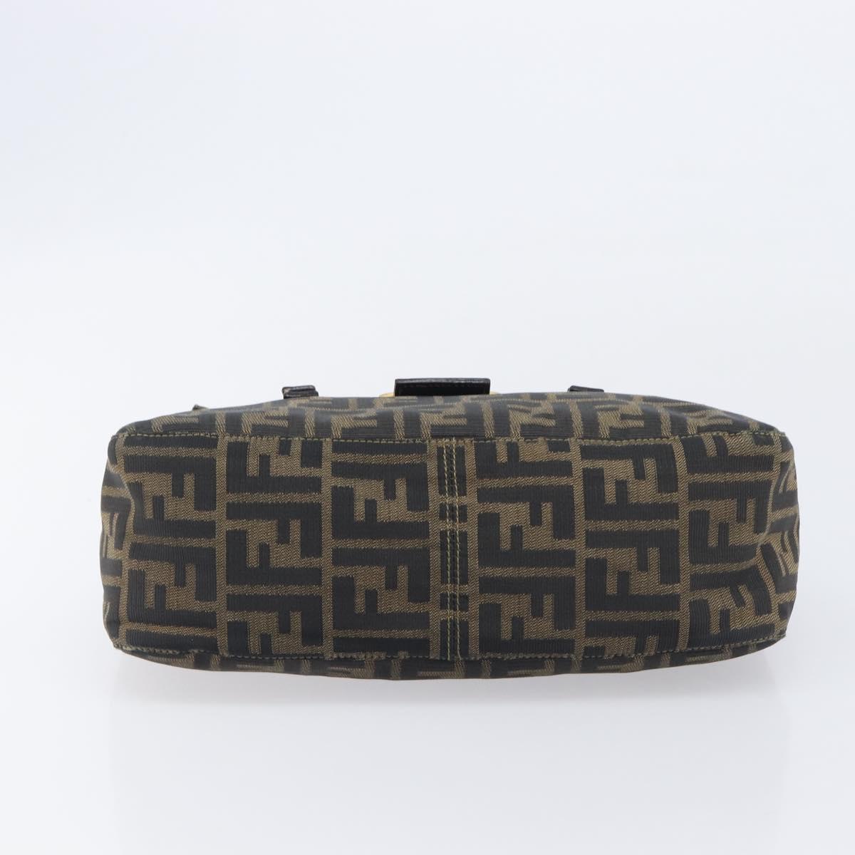 FENDI Zucca Canvas Hand Bag Black Brown Auth 206541A