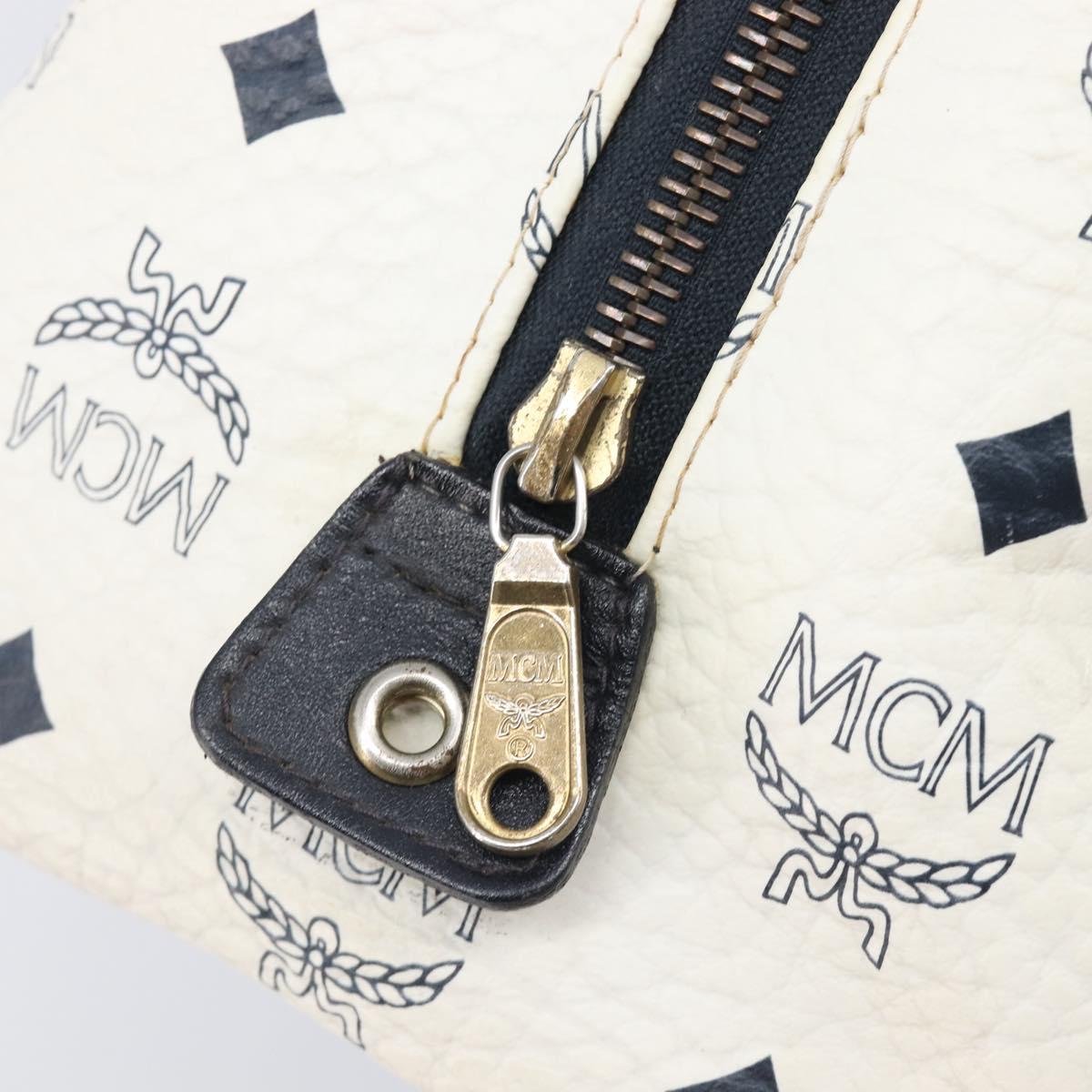 MCM Logogram Vicetos Hand Bag PVC Leather 2way White Gold Auth 206543A