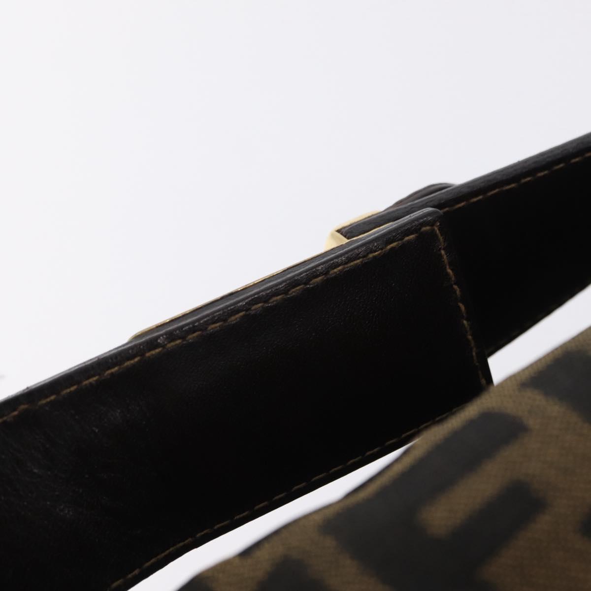 FENDI Zucca Canvas Vanity Hand Bag Black Brown Auth 206549A