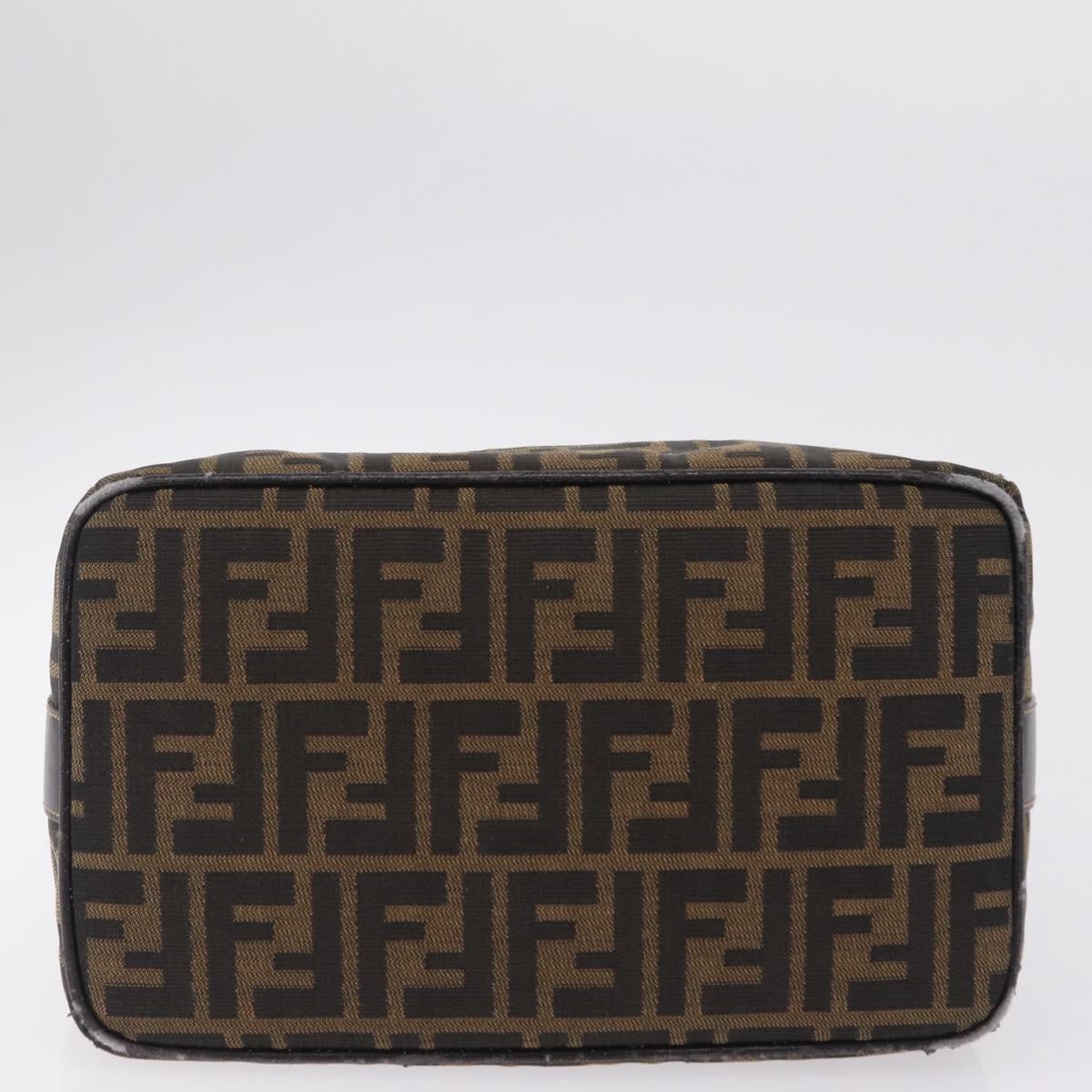 FENDI Zucca Canvas Vanity Hand Bag Black Brown Auth 206549A