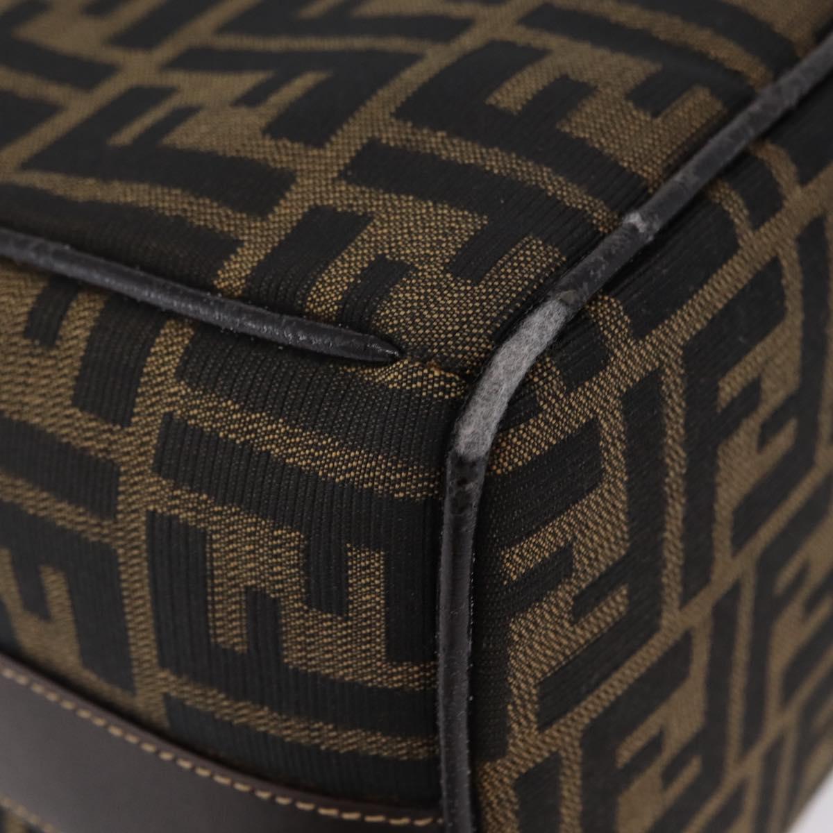 FENDI Zucca Canvas Vanity Hand Bag Black Brown Auth 206549A