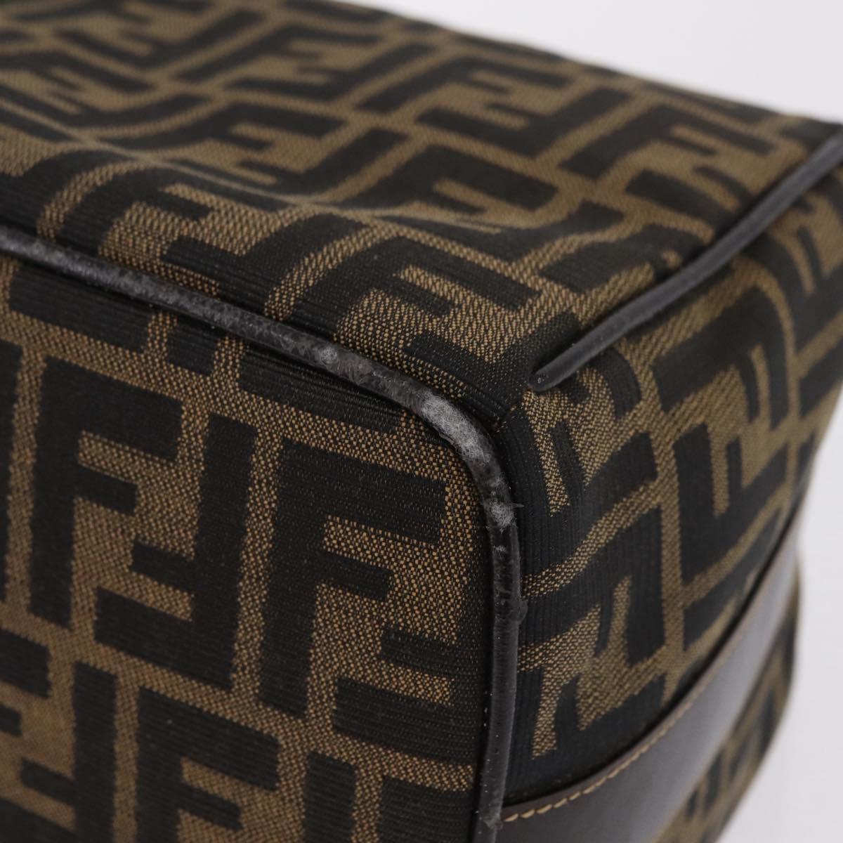 FENDI Zucca Canvas Vanity Hand Bag Black Brown Auth 206549A
