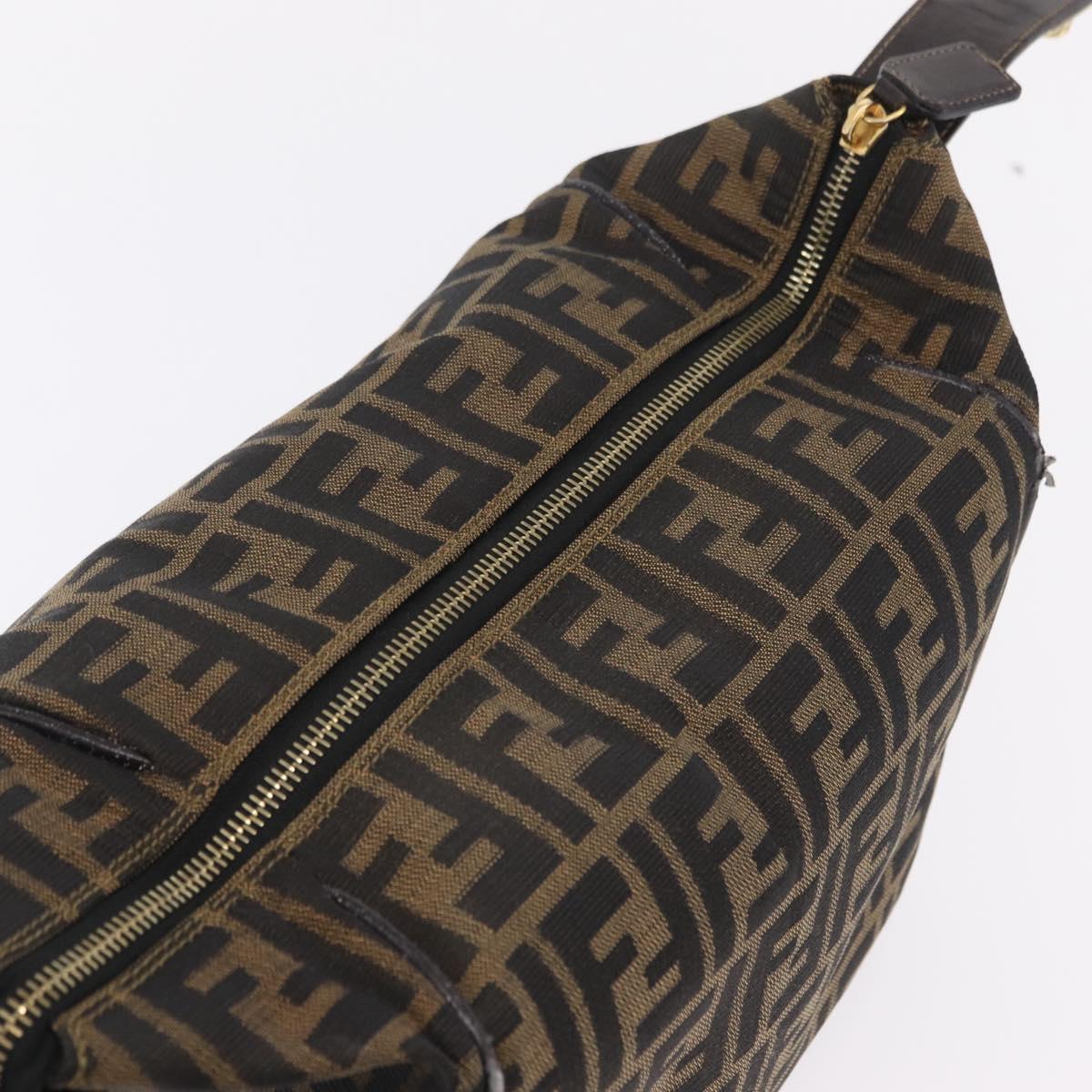 FENDI Zucca Canvas Vanity Hand Bag Black Brown Auth 206549A