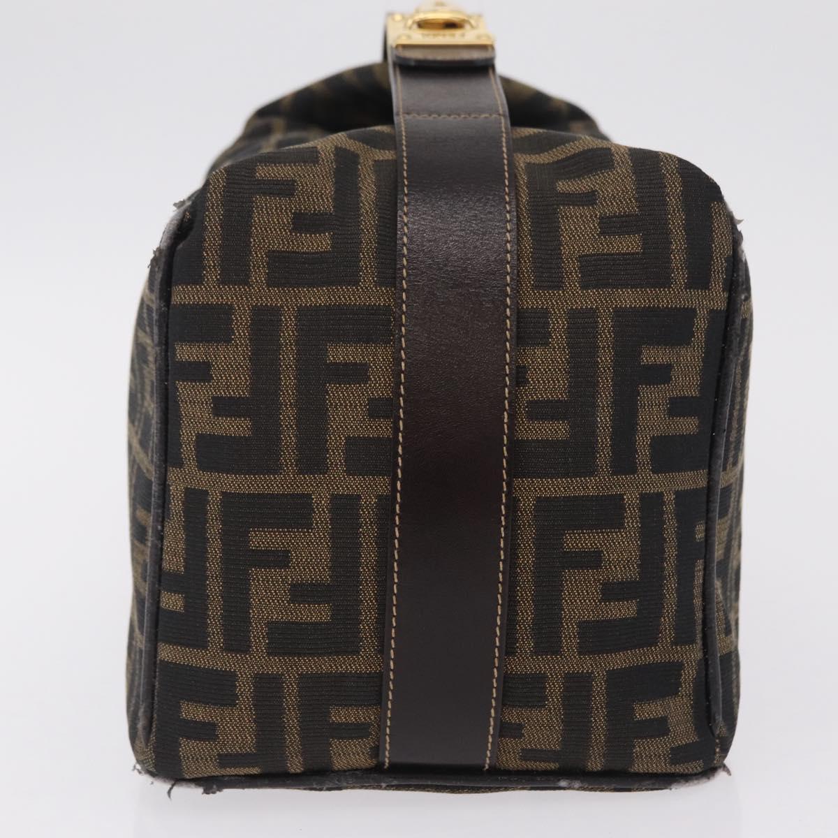 FENDI Zucca Canvas Vanity Hand Bag Black Brown Auth 206549A