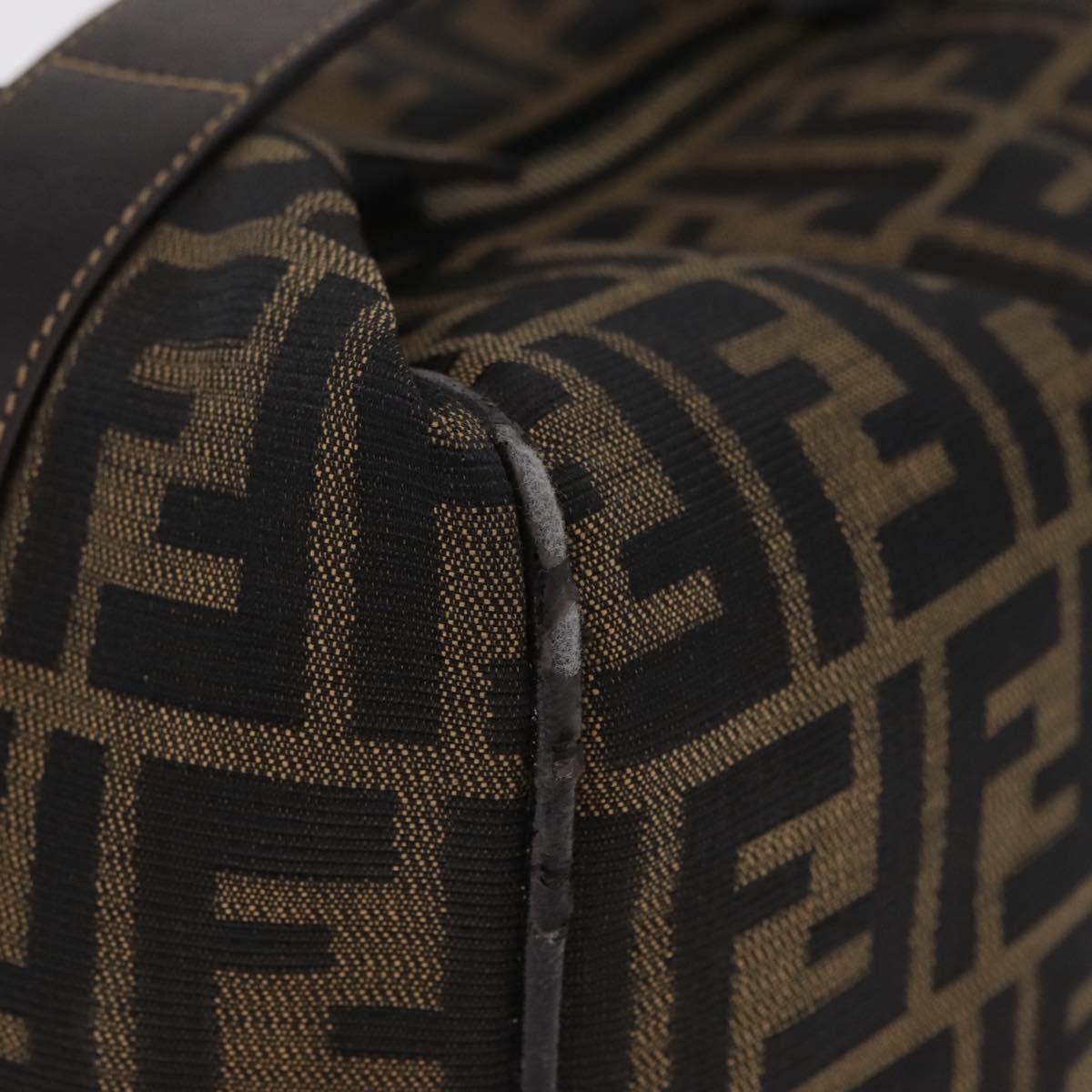 FENDI Zucca Canvas Vanity Hand Bag Black Brown Auth 206549A