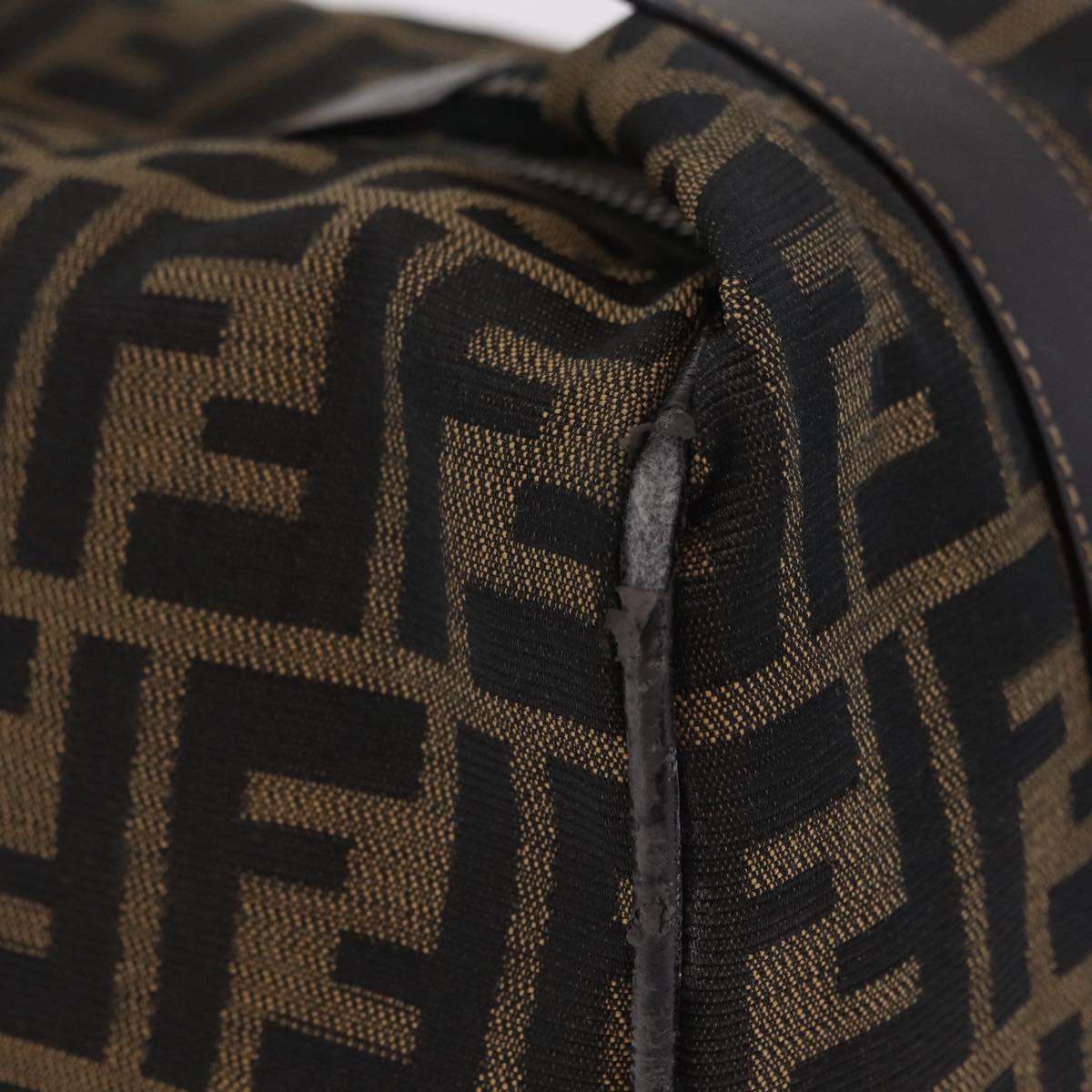 FENDI Zucca Canvas Vanity Hand Bag Black Brown Auth 206549A