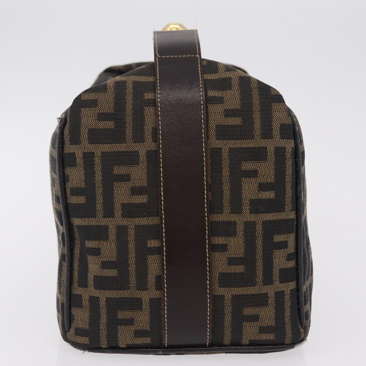 FENDI Zucca Canvas Vanity Hand Bag Black Brown Auth 206549A