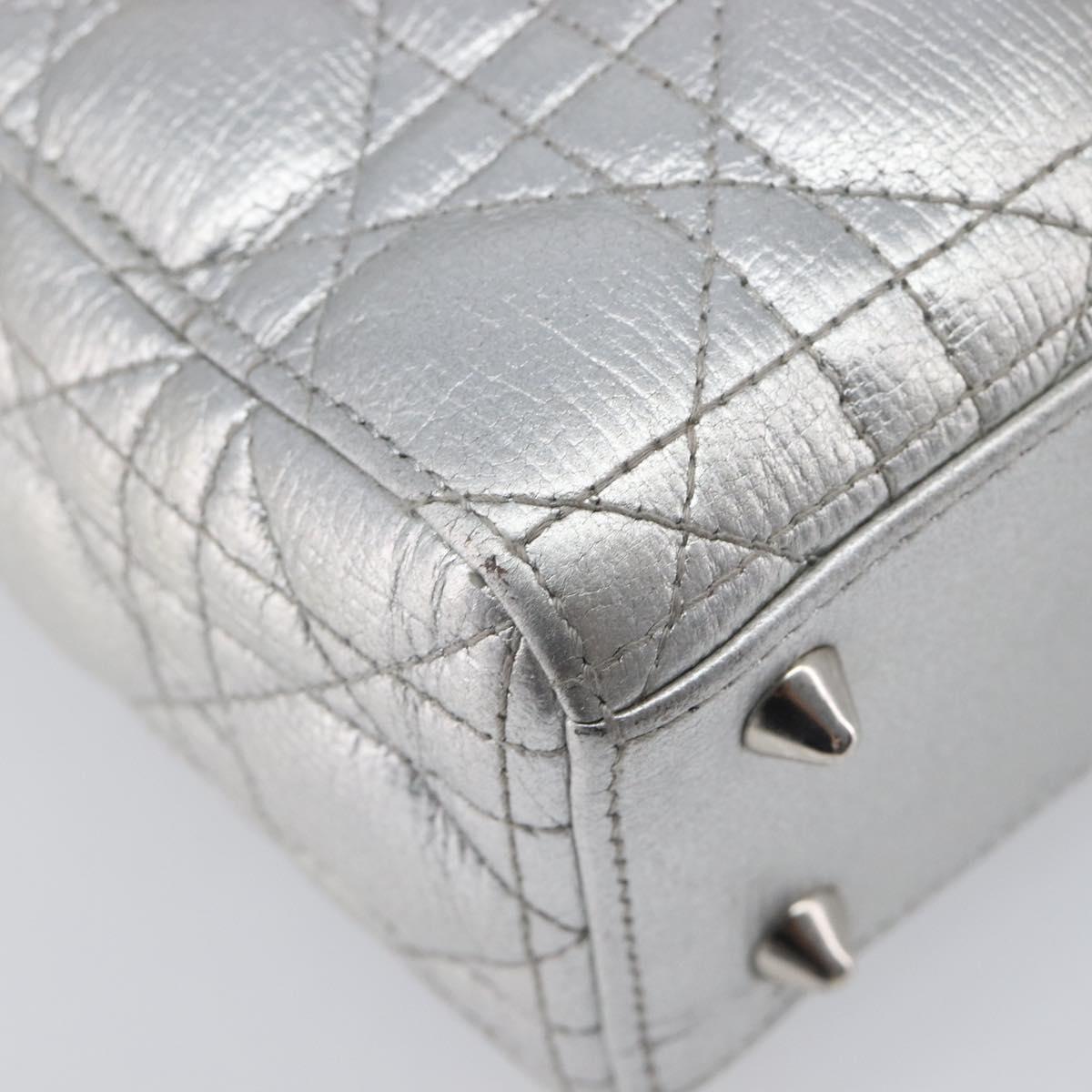 Christian Dior Canage Hand Bag Leather 2way Silver Auth 206553V