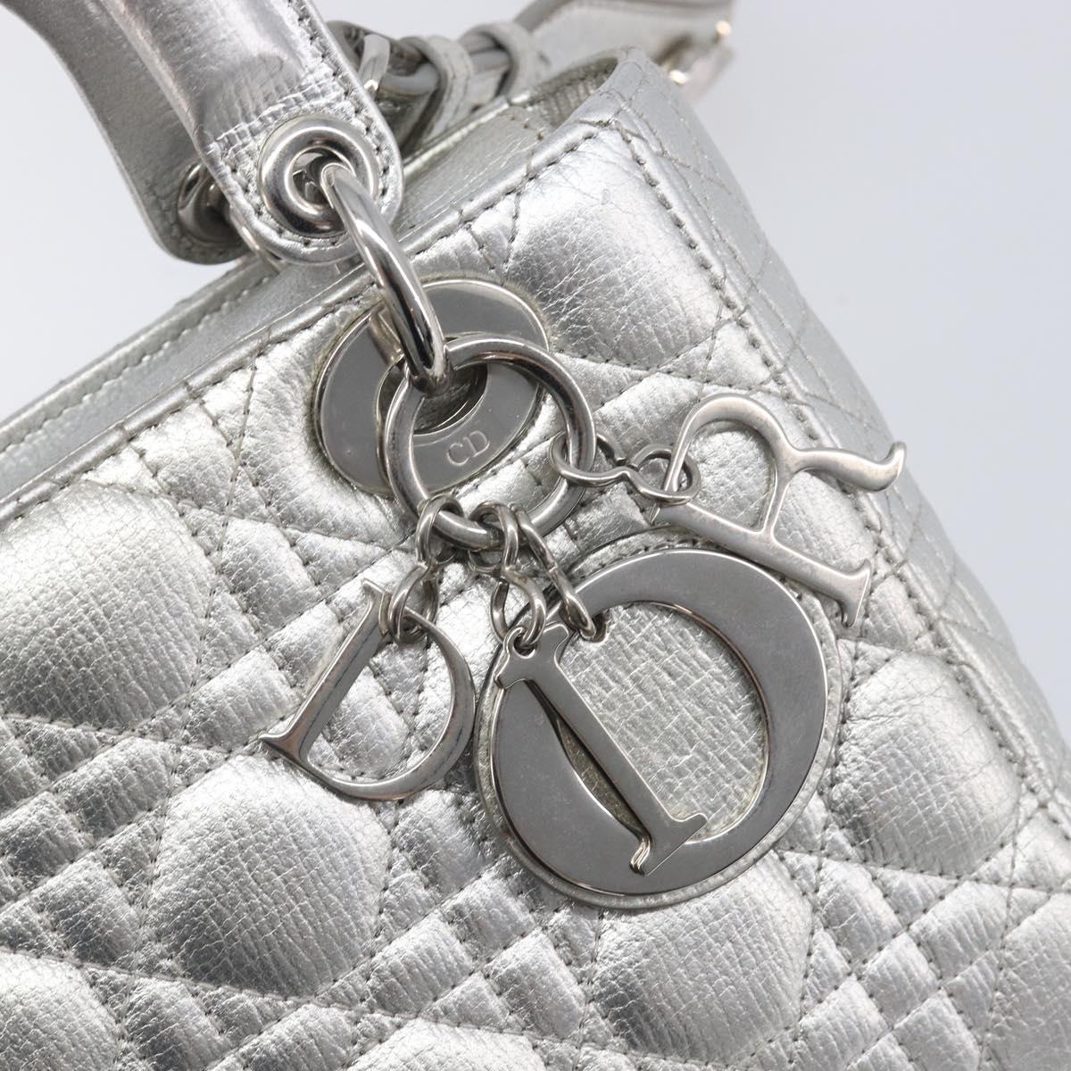 Christian Dior Canage Hand Bag Leather 2way Silver Auth 206553V