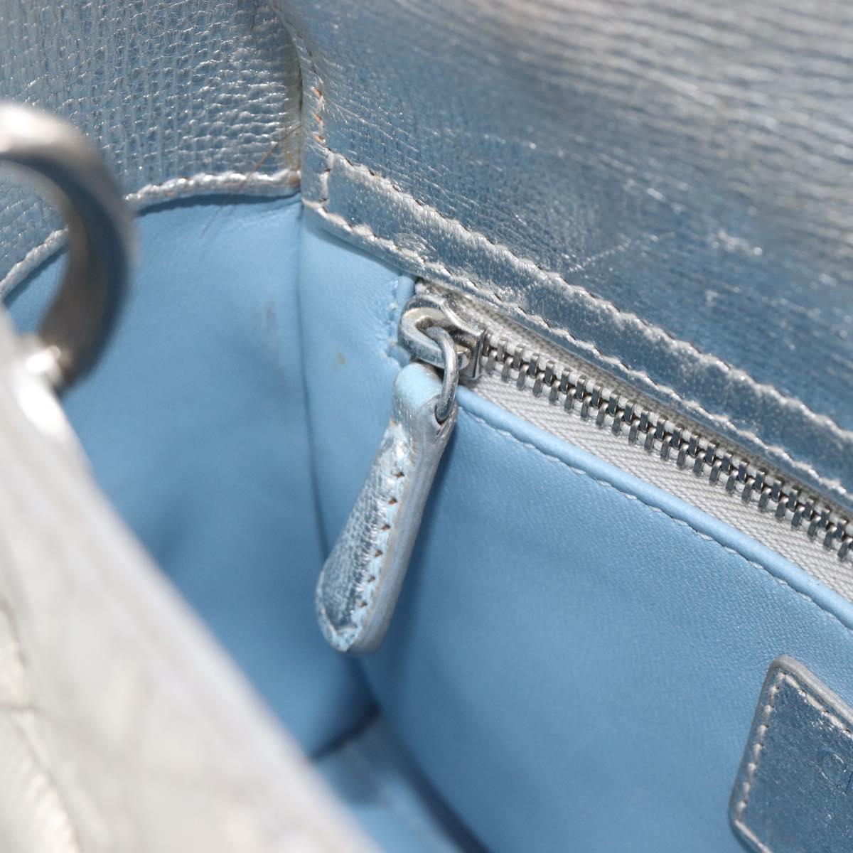 Christian Dior Canage Hand Bag Leather 2way Silver Auth 206553V
