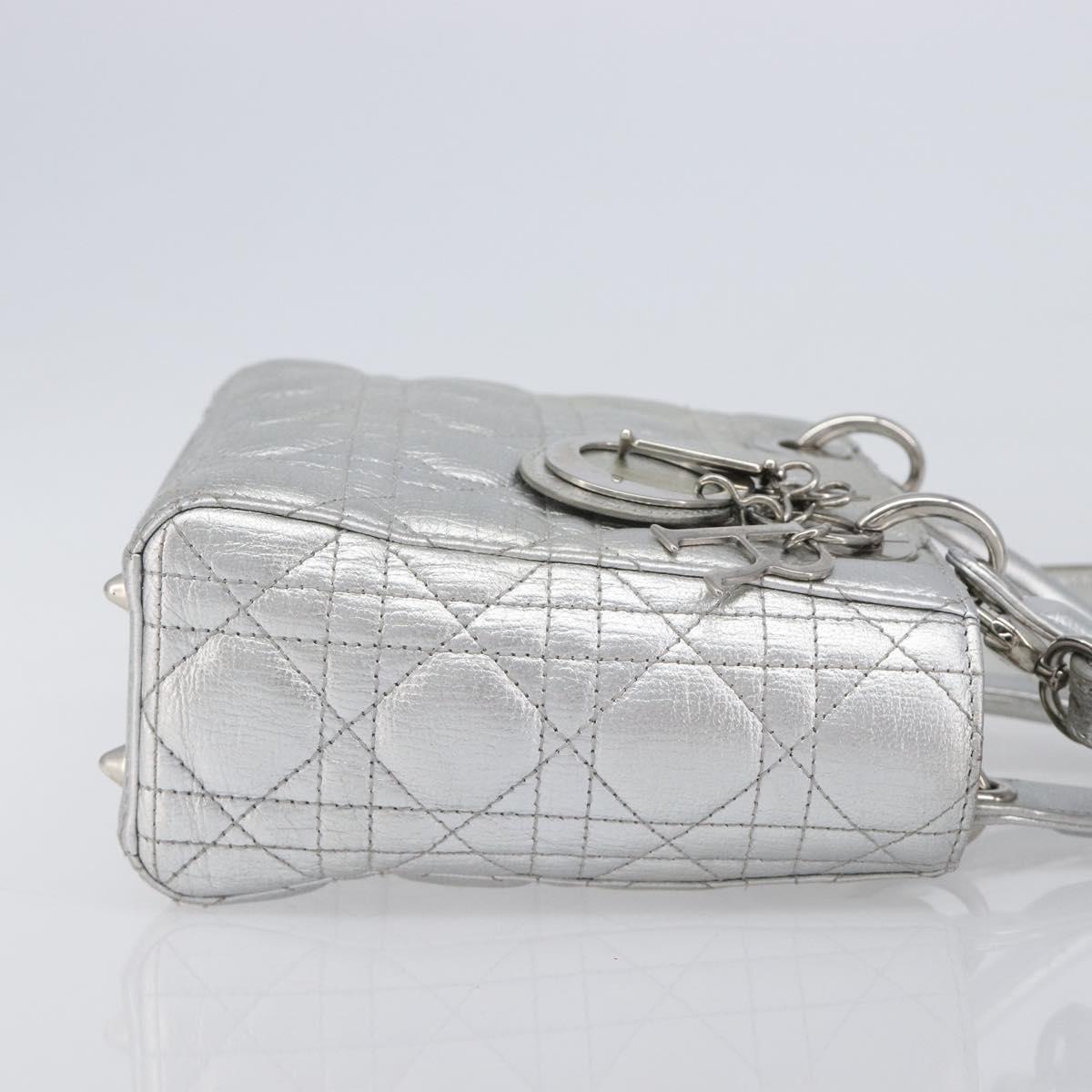 Christian Dior Canage Hand Bag Leather 2way Silver Auth 206553V