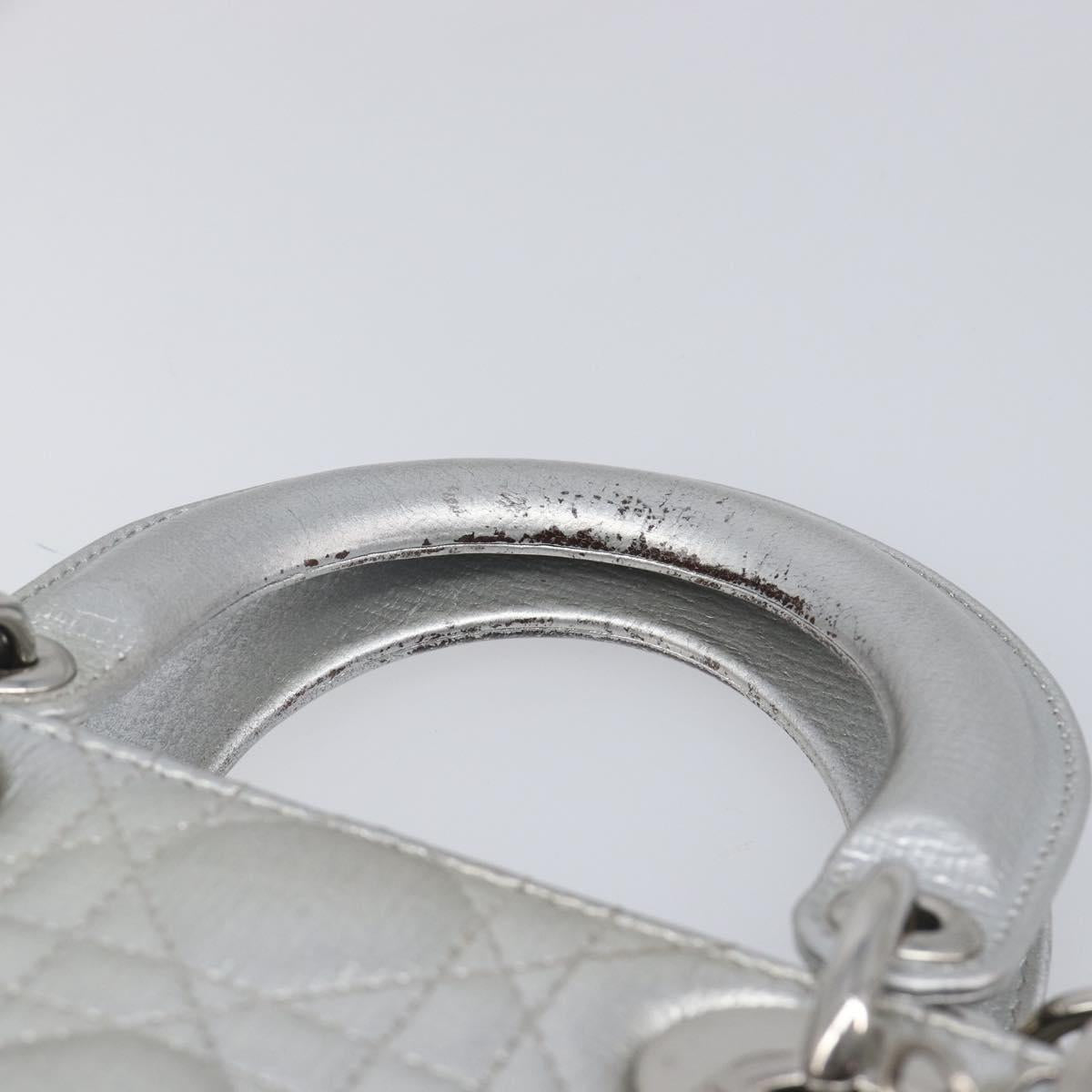 Christian Dior Canage Hand Bag Leather 2way Silver Auth 206553V
