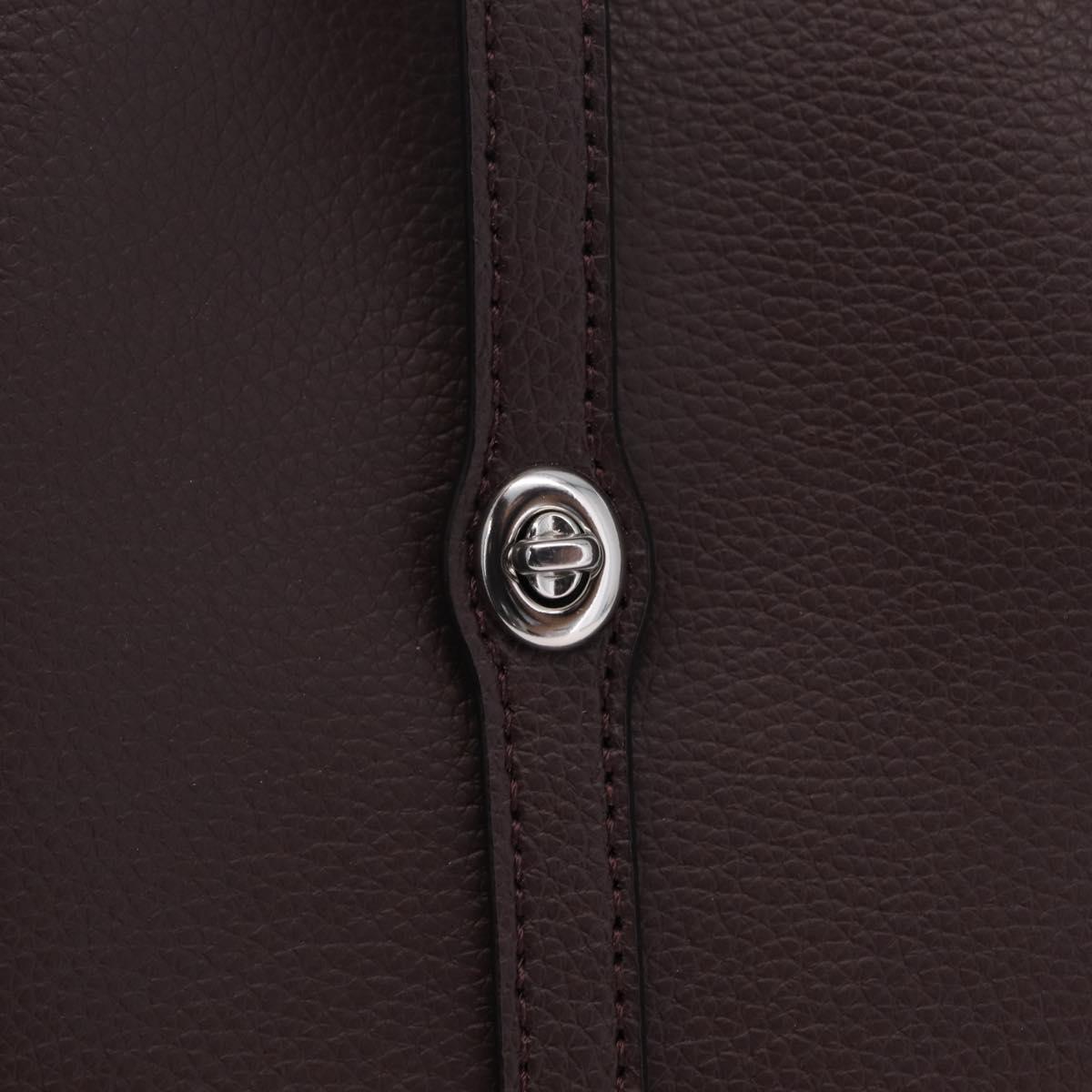 Coach Tote Bag Leather Bordeaux Silver Auth 206555A