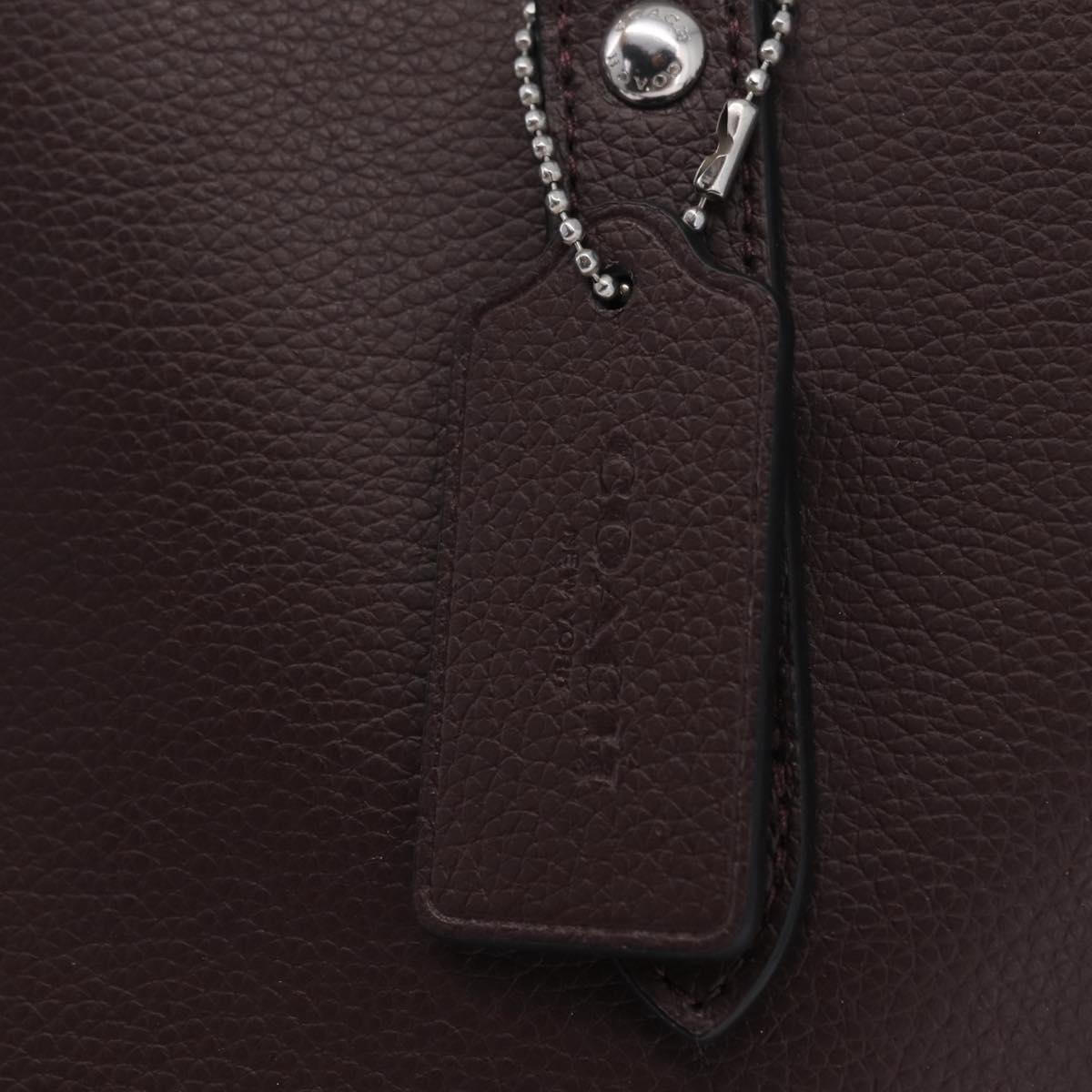 Coach Tote Bag Leather Bordeaux Silver Auth 206555A