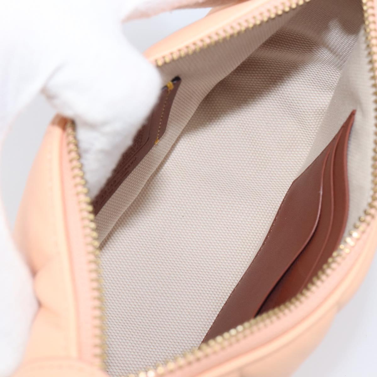Coach Chain Shoulder Bag Leather Beige Gold Auth 206557A