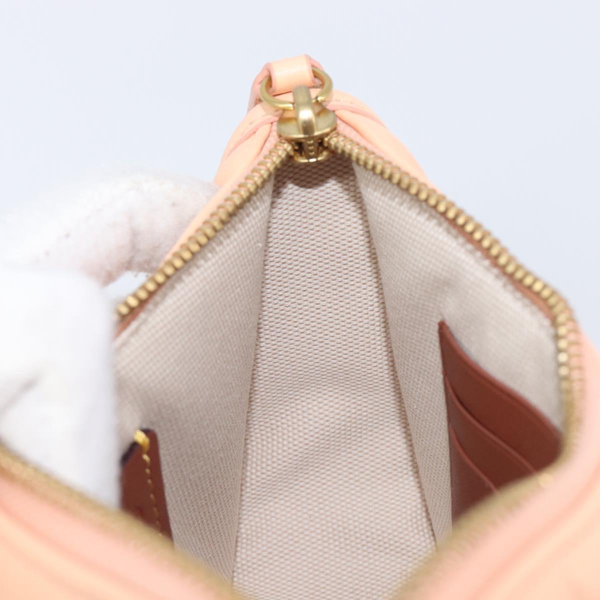 Coach Chain Shoulder Bag Leather Beige Gold Auth 206557A