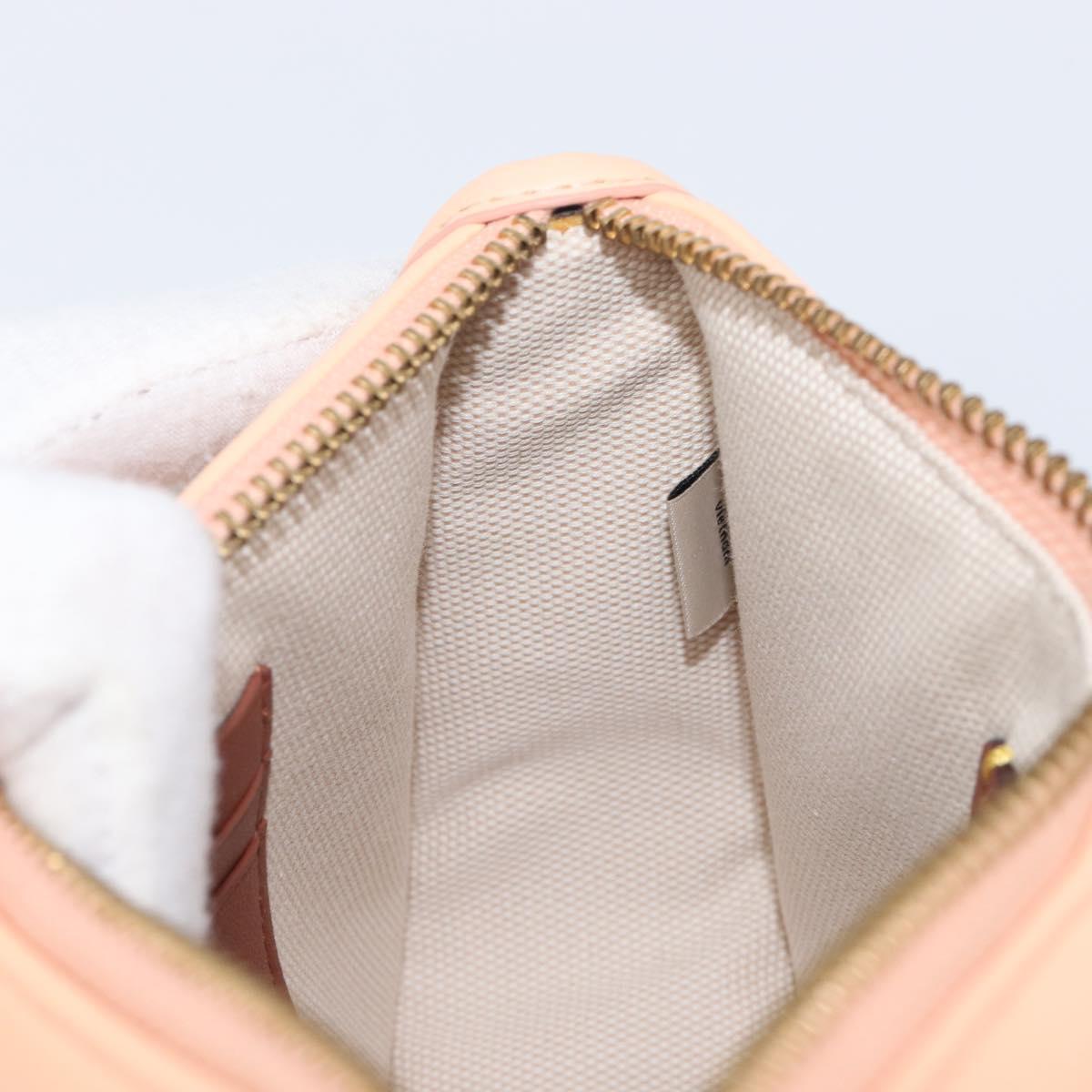 Coach Chain Shoulder Bag Leather Beige Gold Auth 206557A