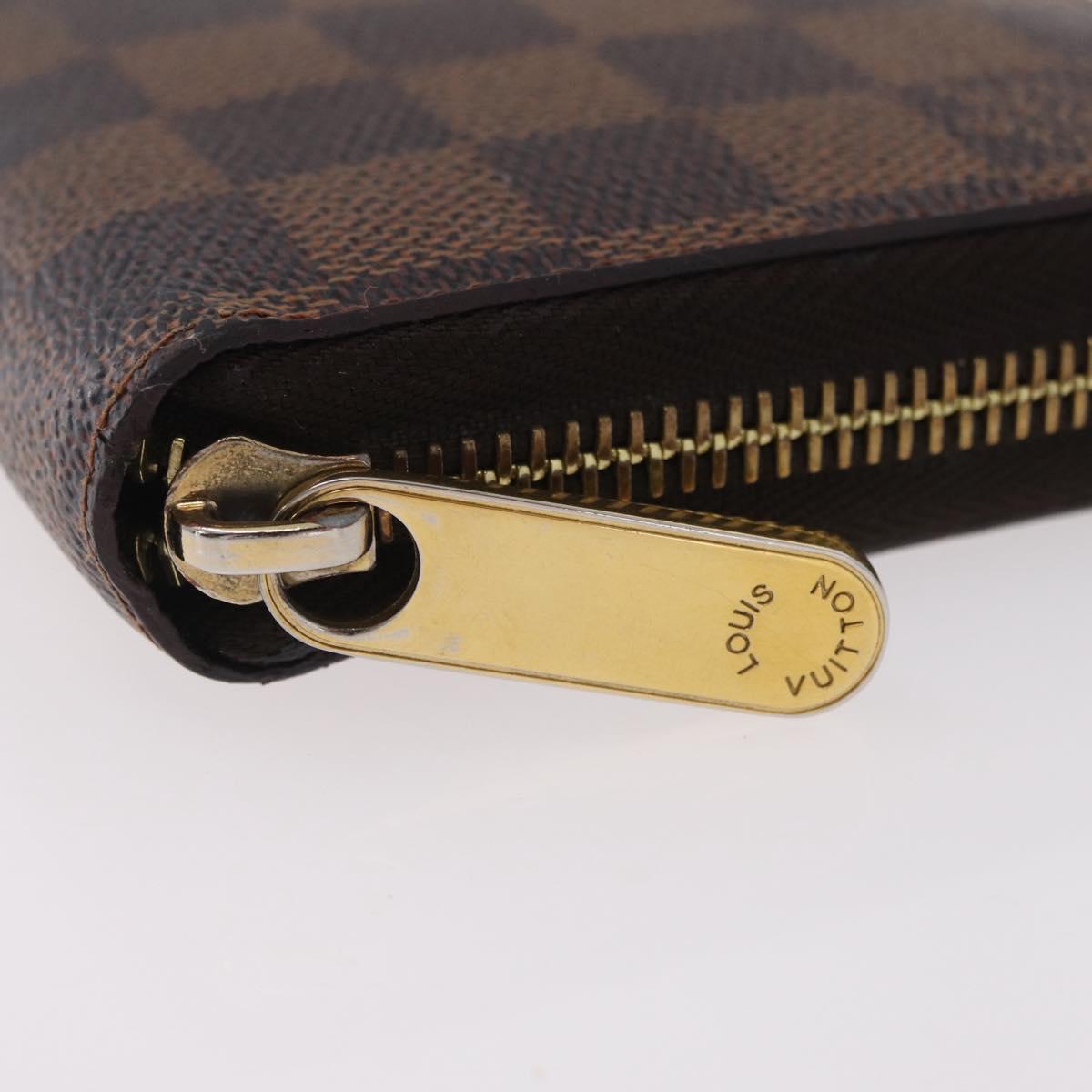 LOUIS VUITTON Damier Ebene Zippy Wallet Long Wallet N41661 LV Auth 206561
