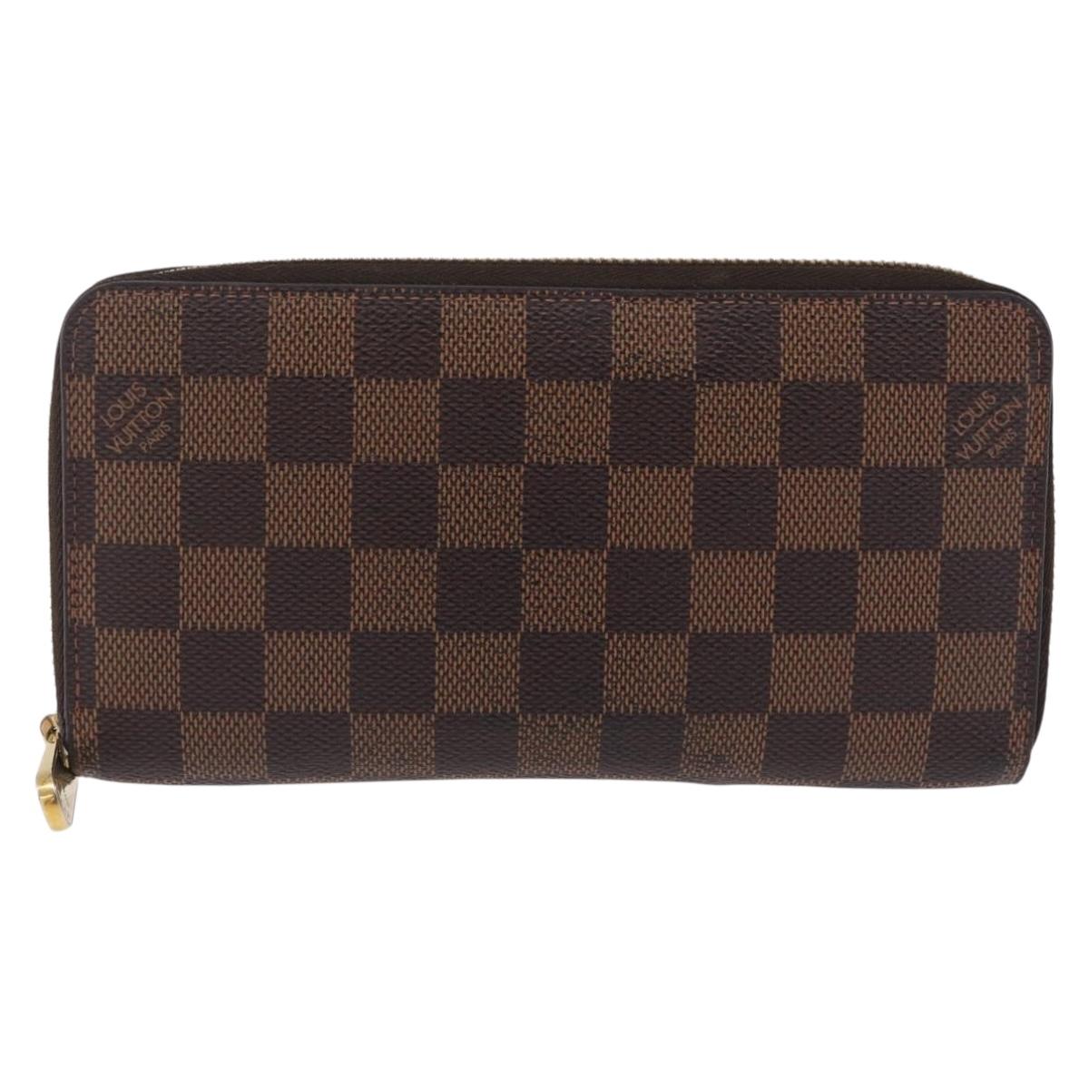 LOUIS VUITTON Damier Ebene Zippy Wallet Long Wallet N41661 LV Auth 206561