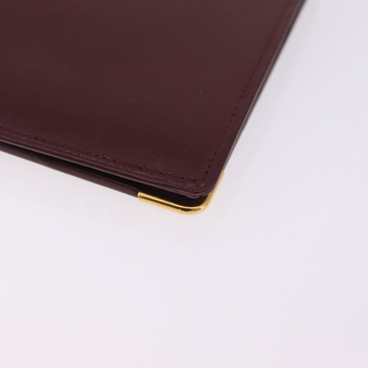 Cartier Billfold Leather Bordeaux Gold Auth 206564A