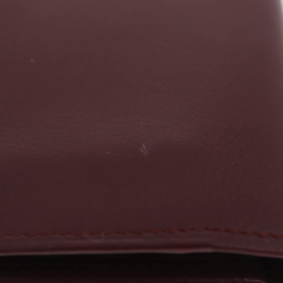 Cartier Billfold Leather Bordeaux Gold Auth 206564A