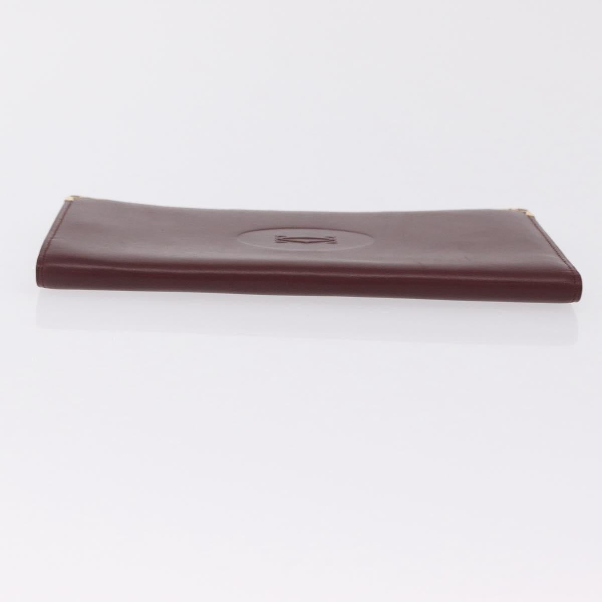 Cartier Billfold Leather Bordeaux Gold Auth 206564A