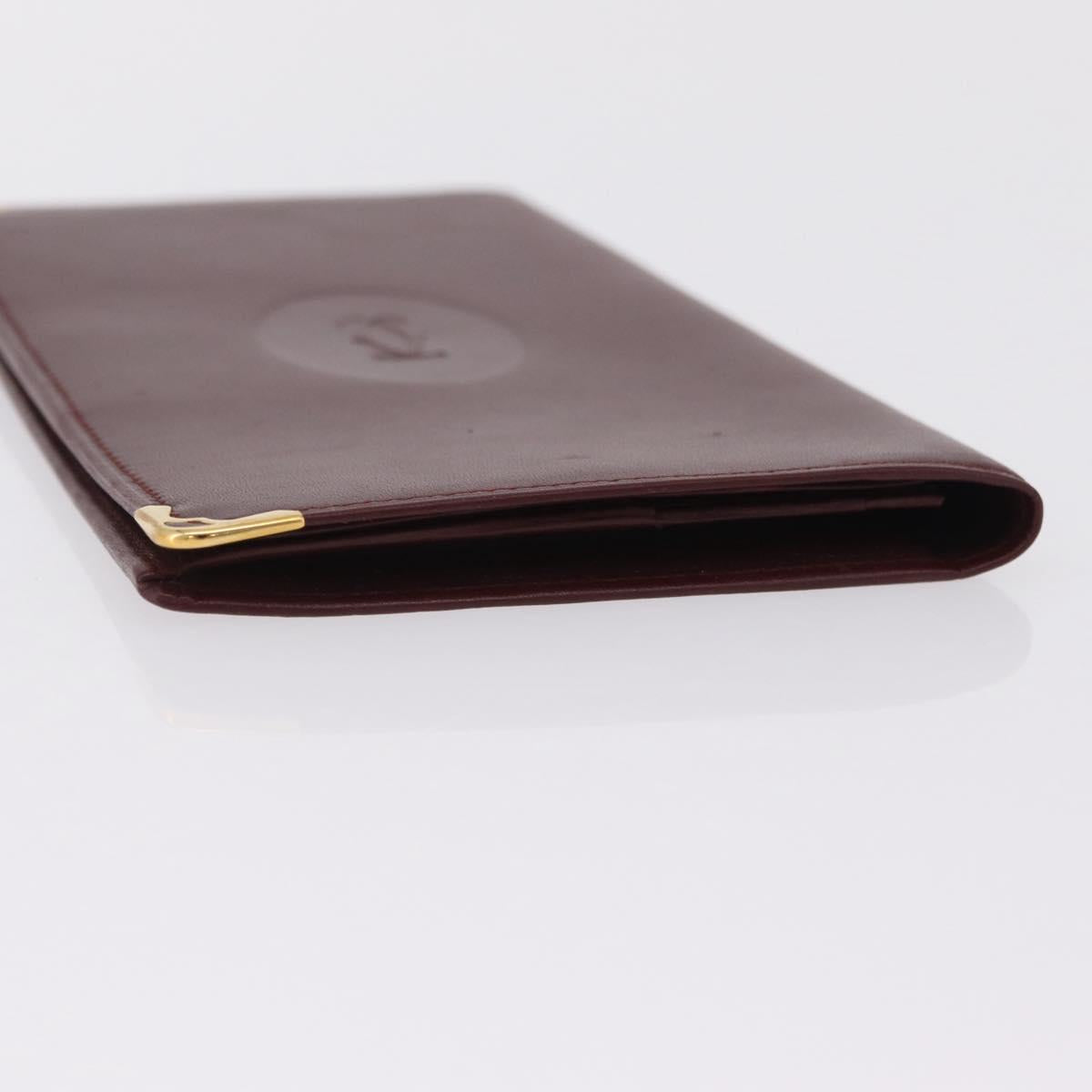 Cartier Billfold Leather Bordeaux Gold Auth 206564A
