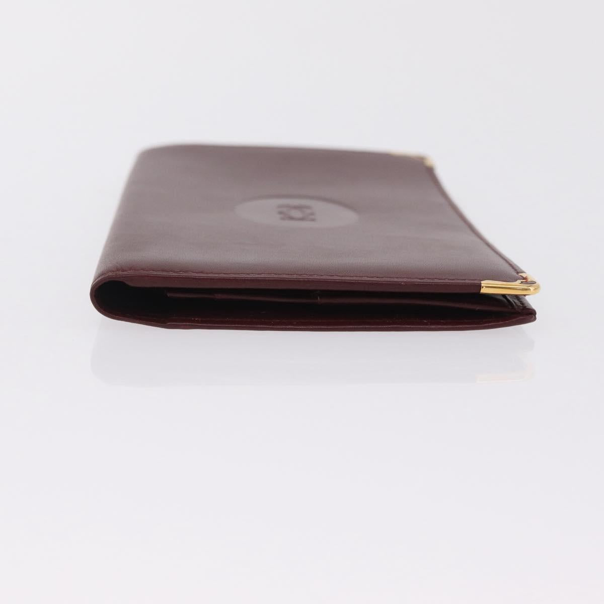 Cartier Billfold Leather Bordeaux Gold Auth 206564A