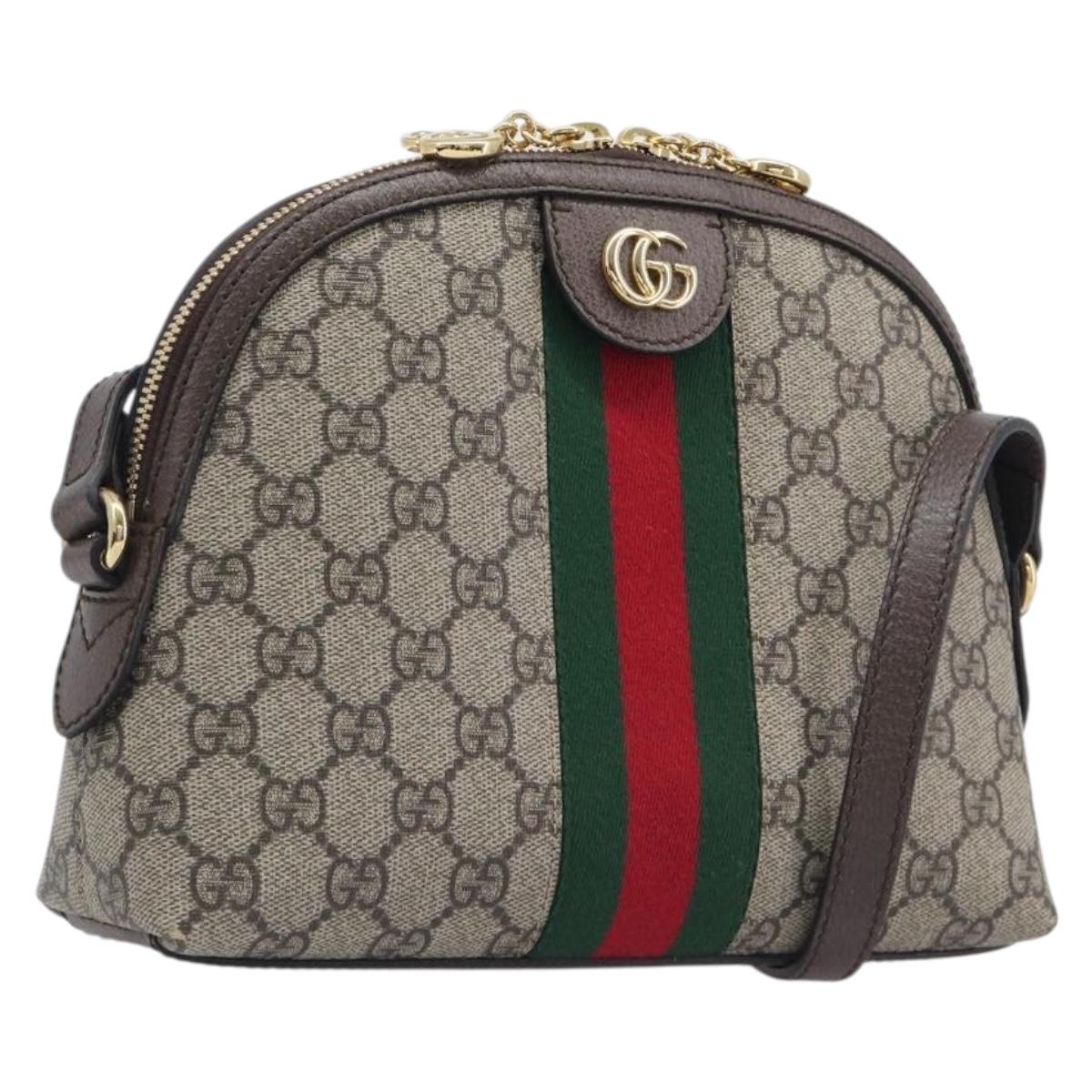 GUCCI GG Supreme Offdia WebSherry Line Bag PVC Beige Gold 499621 Auth 206566V