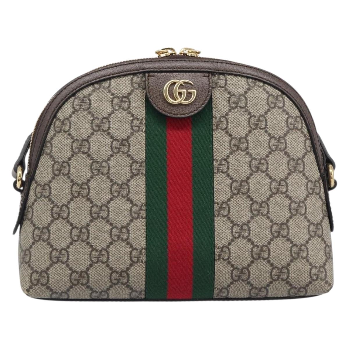 GUCCI GG Supreme Offdia WebSherry Line Bag PVC Beige Gold 499621 Auth 206566V