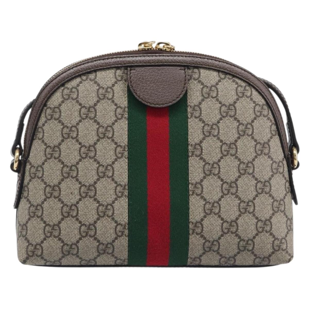 GUCCI GG Supreme Offdia WebSherry Line Bag PVC Beige Gold 499621 Auth 206566V