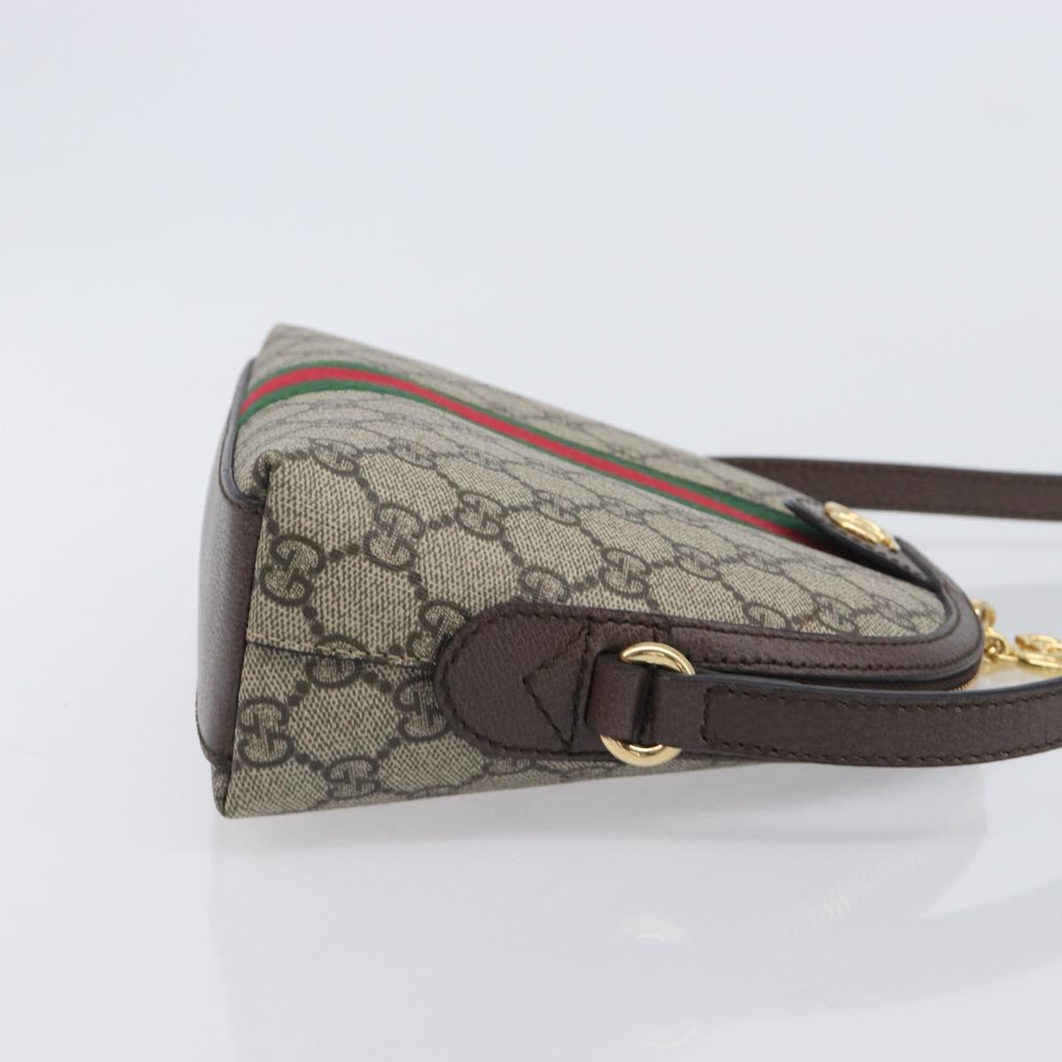GUCCI GG Supreme Offdia WebSherry Line Bag PVC Beige Gold 499621 Auth 206566V
