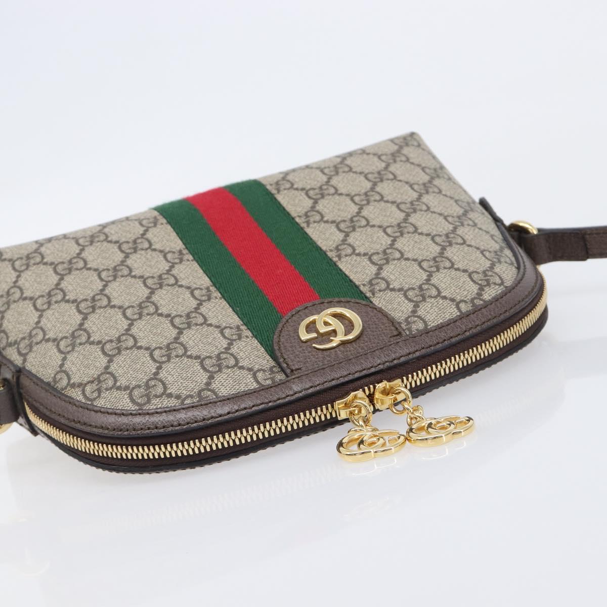 GUCCI GG Supreme Offdia WebSherry Line Bag PVC Beige Gold 499621 Auth 206566V