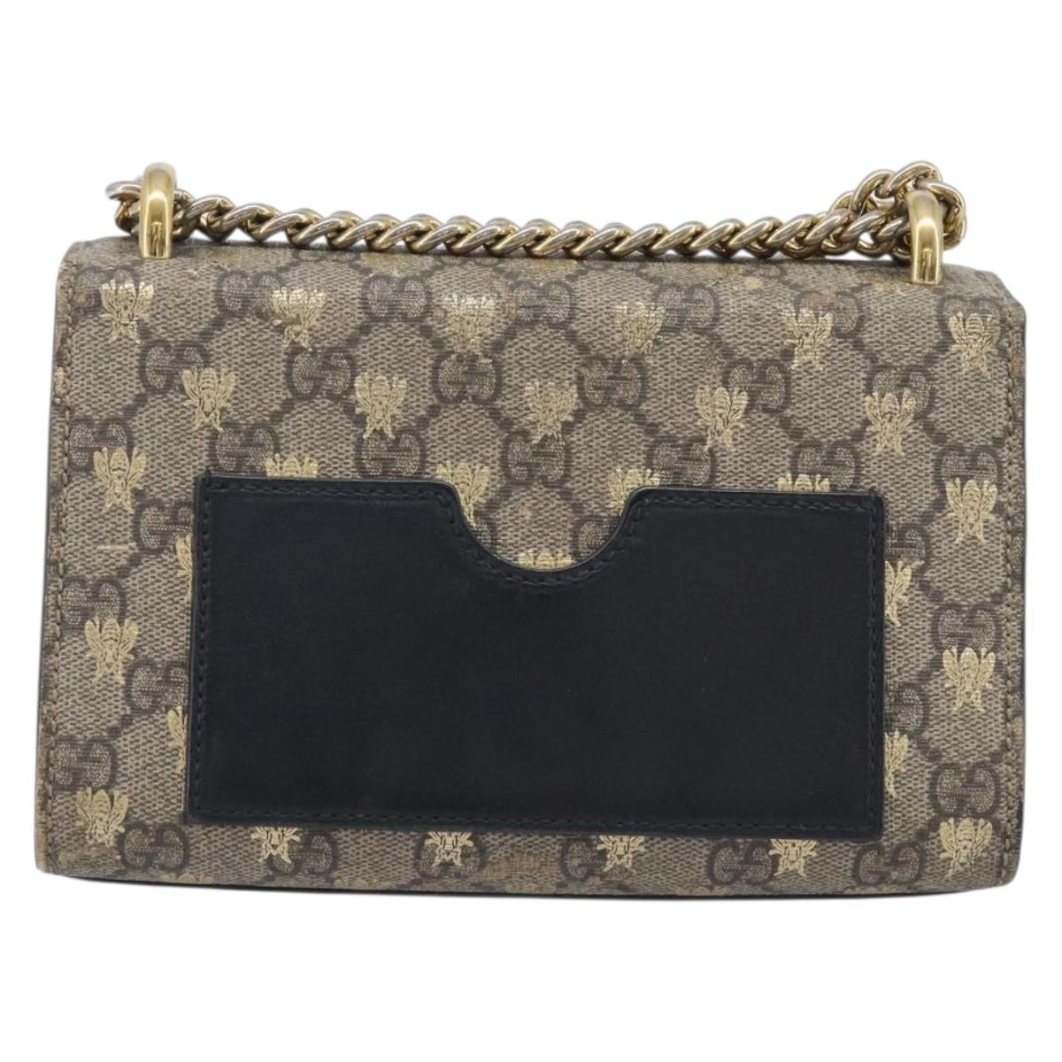 GUCCI GG Supreme Padlock Chain Shoulder Bag PVC Beige Gold 409487 Auth 206567