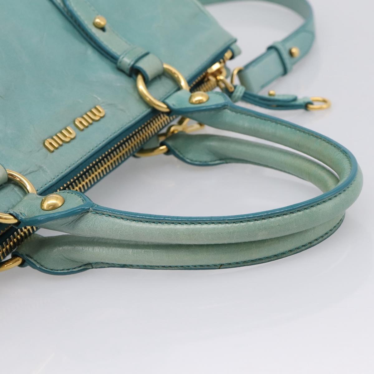 Miu Miu Hand Bag Leather 2way Blue Gold Tone Auth 206643V