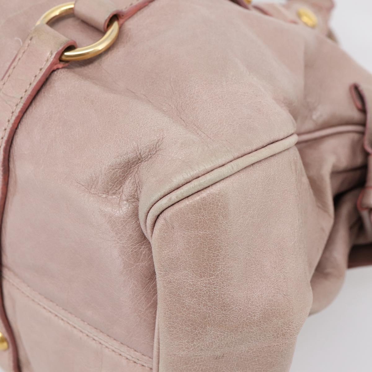 Miu Miu Vitellolux Hand Bag Leather 2way Pink Gold Tone Auth 206666A