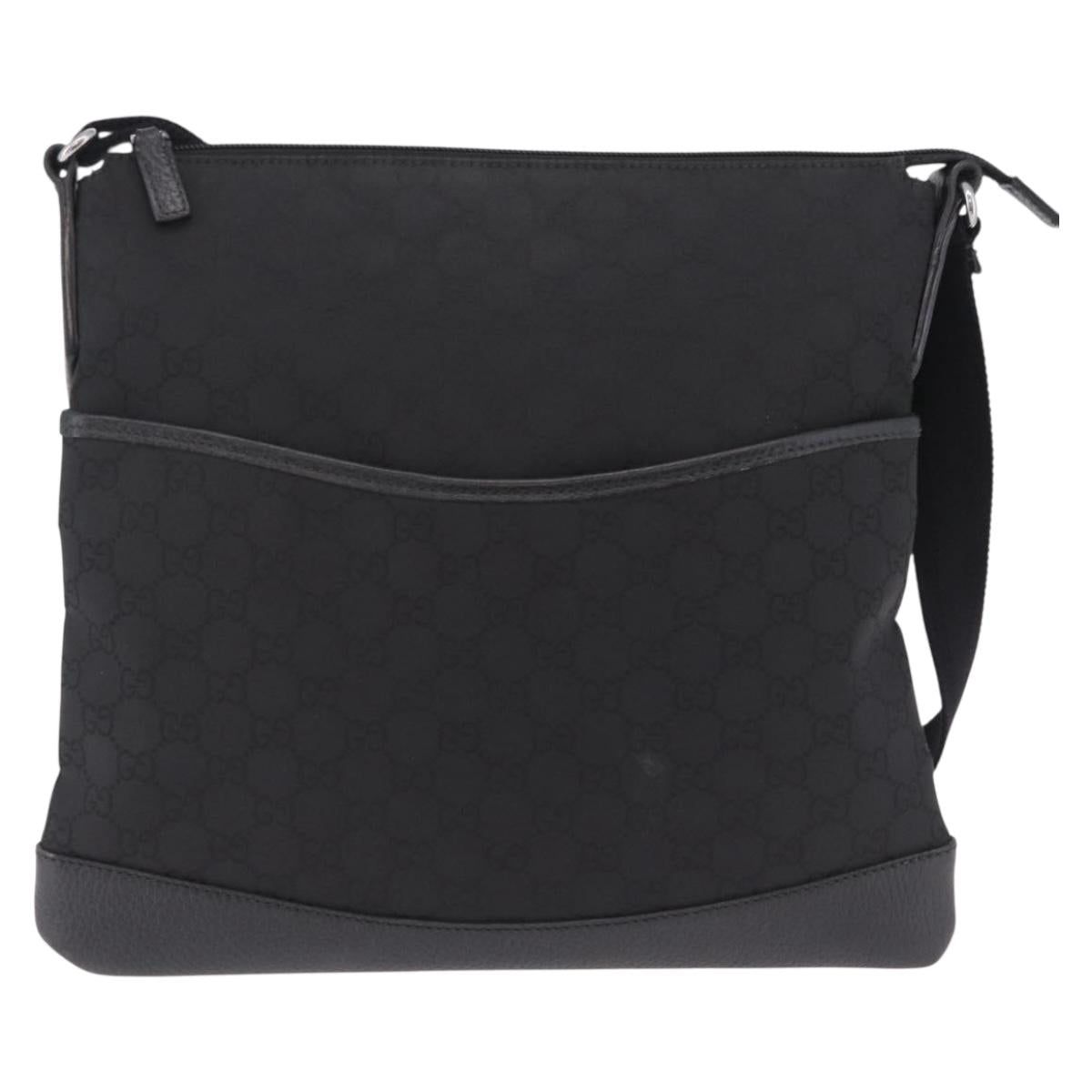 GUCCI GG Canvas Shoulder Bag Outlet Black Silver 374414 Auth 206722A