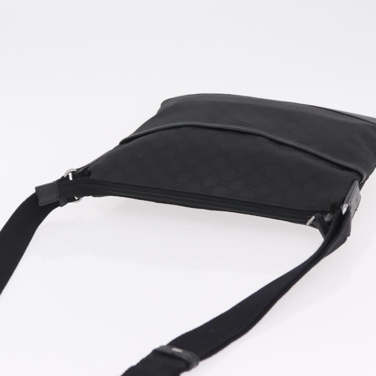 GUCCI GG Canvas Shoulder Bag Outlet Black Silver 374414 Auth 206722A