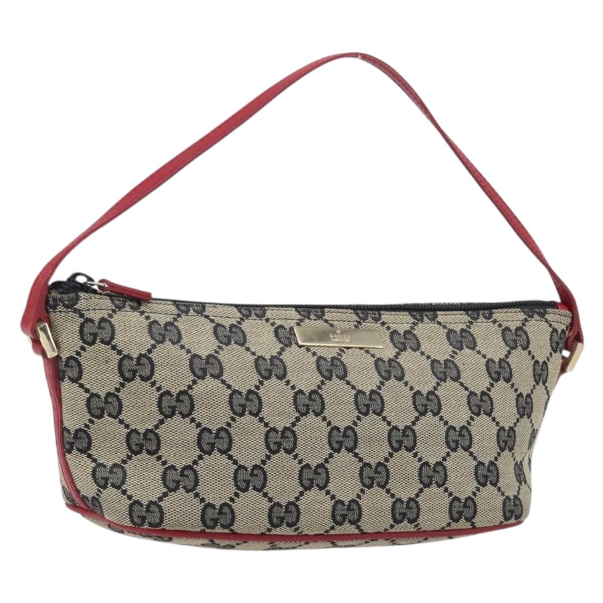 GUCCI GG Canvas Accessory Pouch Navy Gold 039 1103 Auth 206723A
