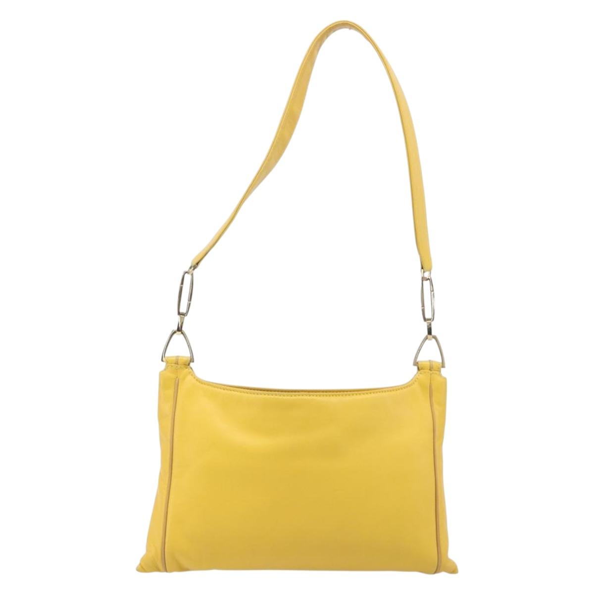 LOEWE Shoulder Bag Leather Yellow Gold Auth 206726A