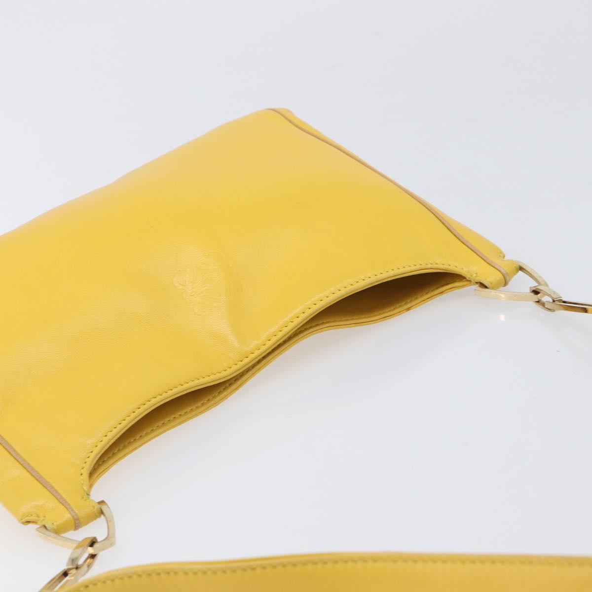 LOEWE Shoulder Bag Leather Yellow Gold Auth 206726A