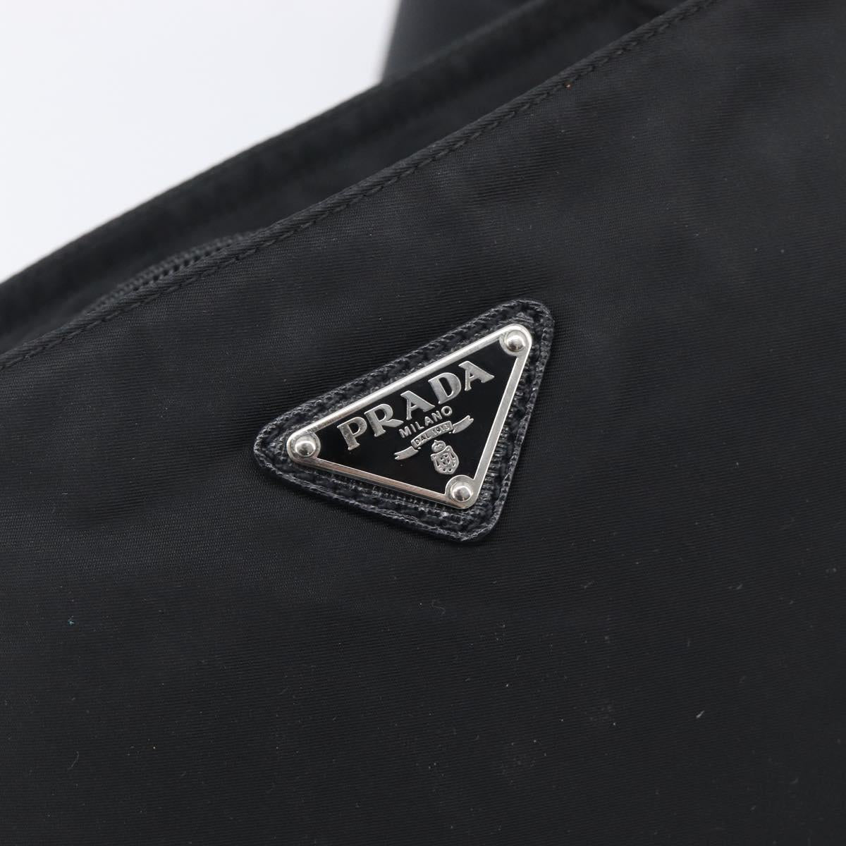 PRADA Shoulder Bag Nylon Black Silver Auth 206731A