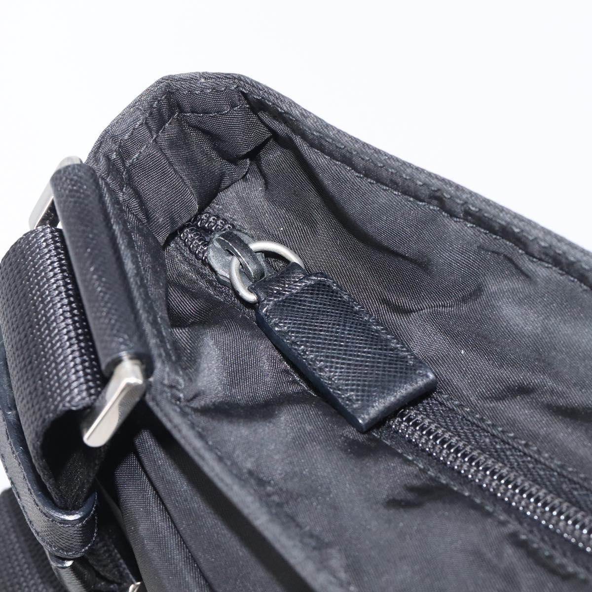PRADA Shoulder Bag Nylon Black Silver Auth 206731A